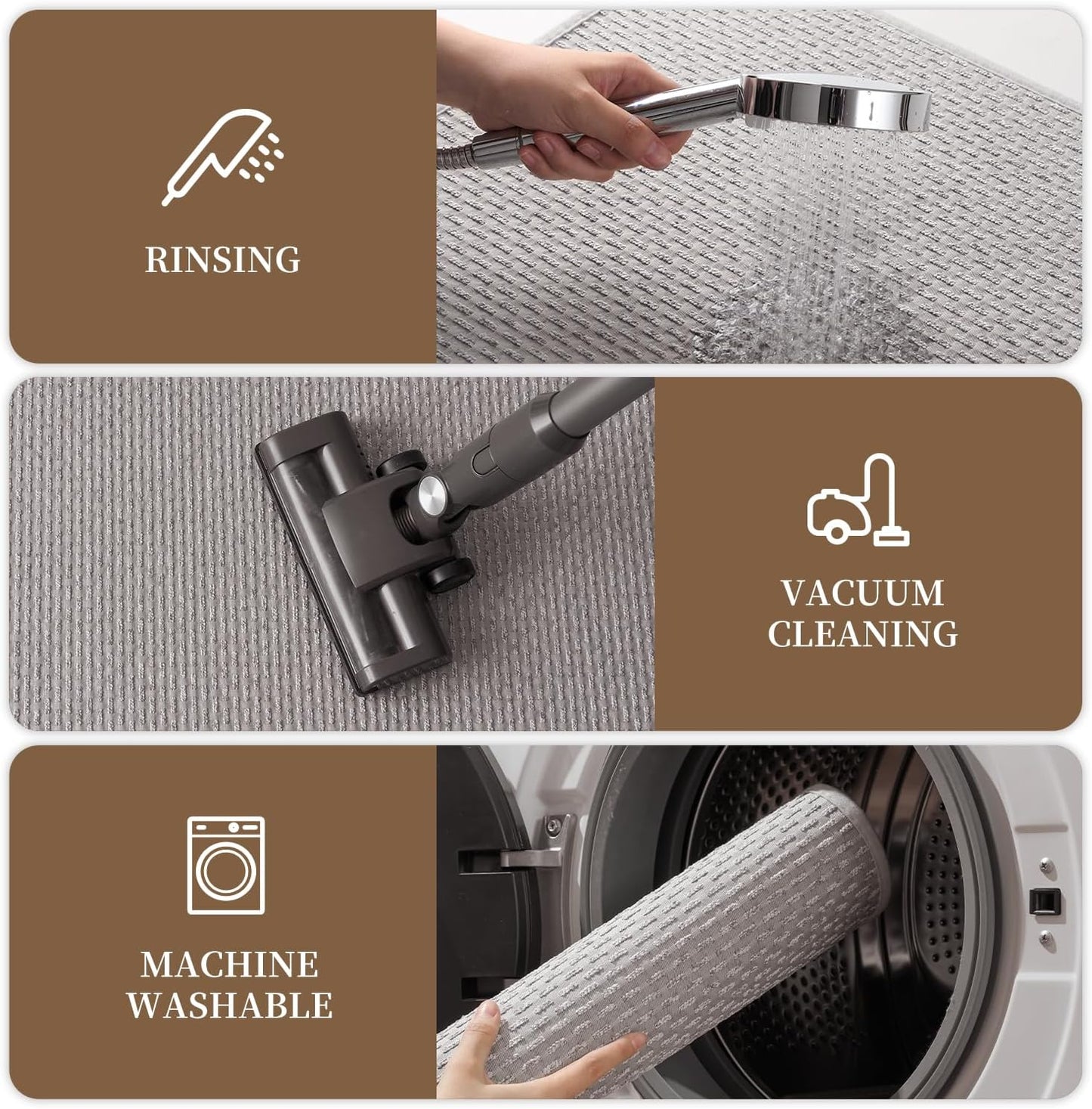 RESARE Non Slip Bathroom Runner - Machine Washable Bath Rugs, Super Absorbent Bath Mat Quick Dry Bath Runner, Bath Mat Ultra Soft Rugs for Bathroom Floor, 24"x47" Light Grey