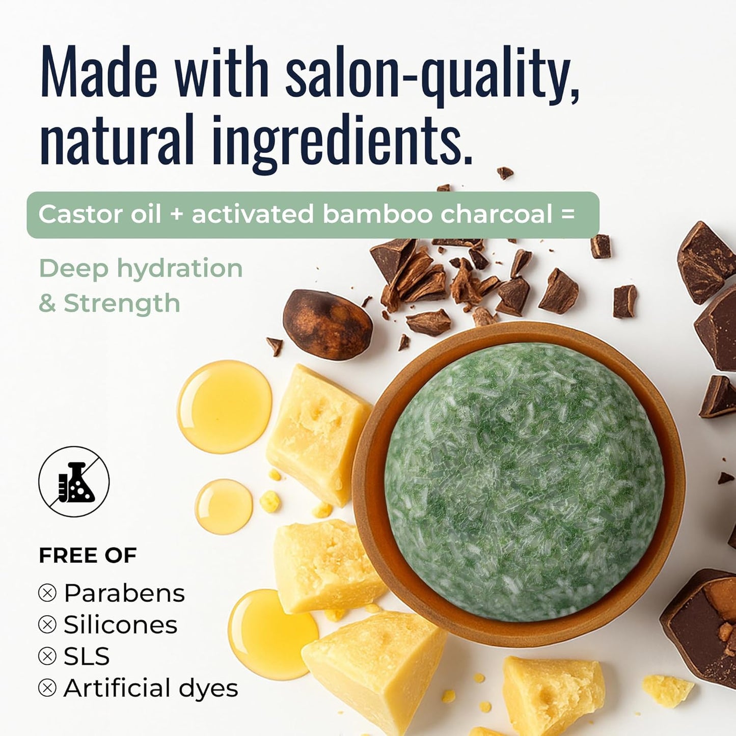 Bloom Shampoo Bar, Vegan Solid Hair Cleanser with Rosemary, Lavender and Peppermint, for Hair Growth and Scalp Health, Zero Waste, Travel-Friendly, Clean Beauty