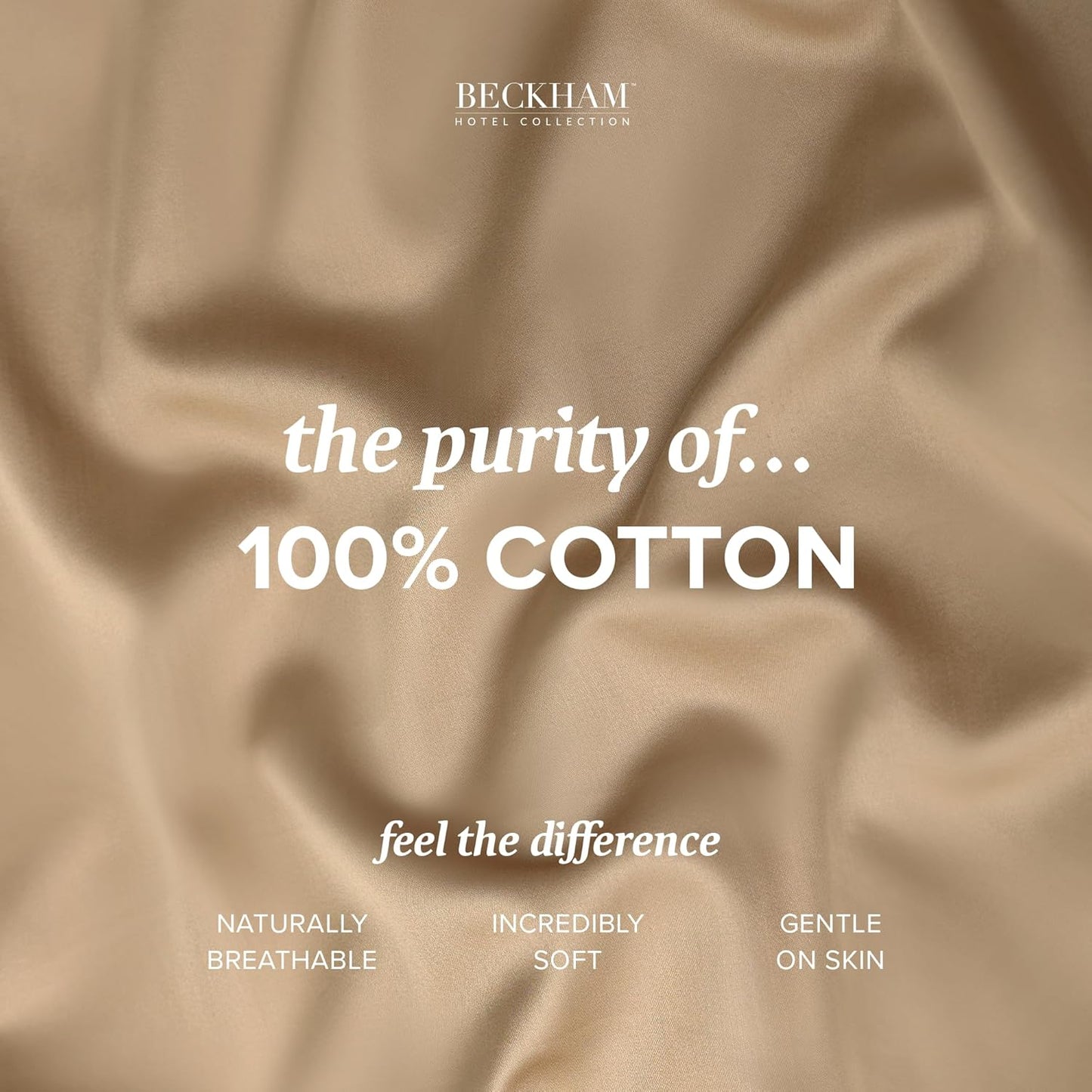 Beckham Hotel Collection Bed Pillowcases Standard/Queen Size Set of 2, 500TC 100% Cotton, Luxury Sateen Bedding, Open End, Breathable, Moisture-Wicking, Sand