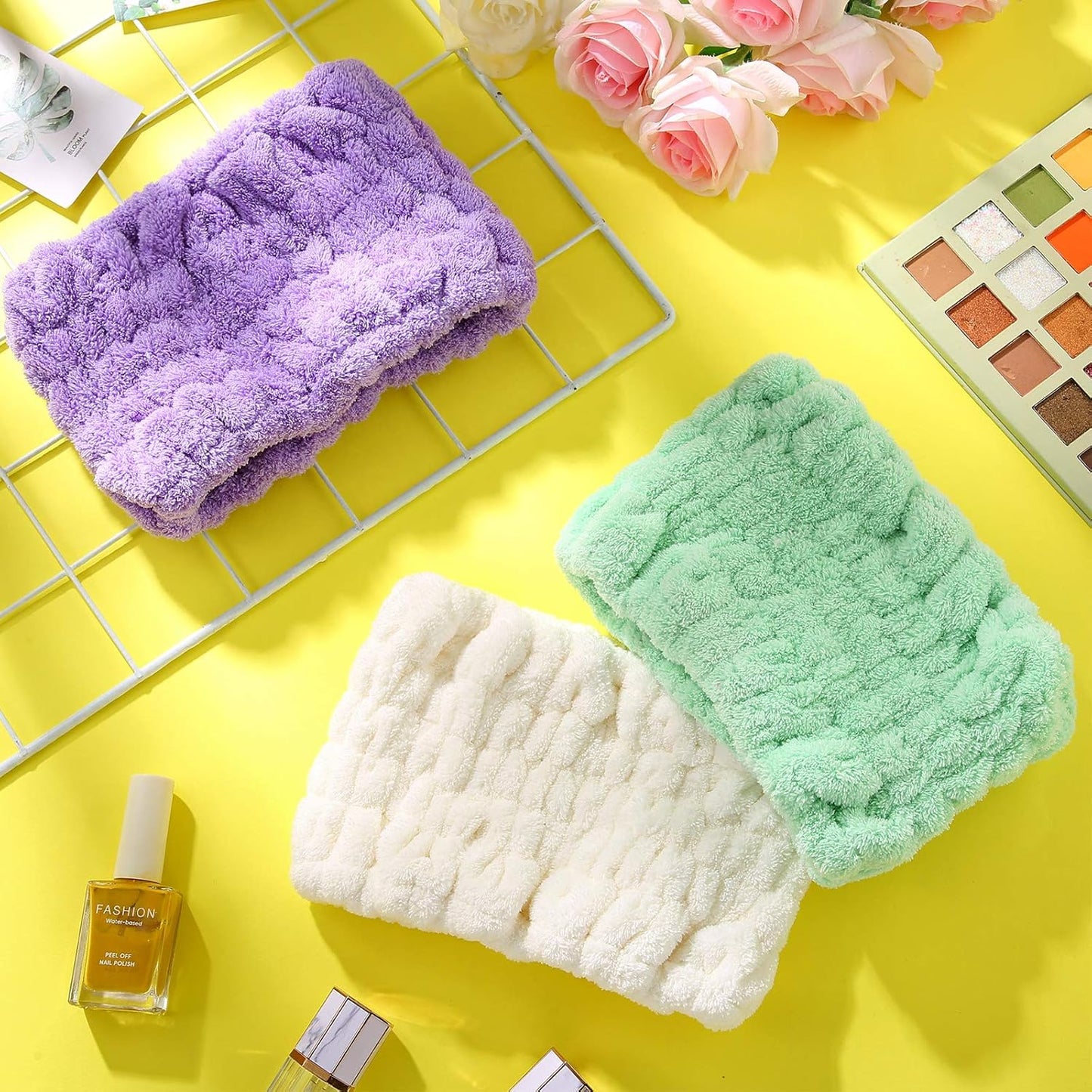 WILLBOND 6 Pieces Extra Wide Band 5 Inch Spa Facial Microfiber Headband Elastic Makeup Headbands Hair Accessories for Thick and Curly Hair, 6 Colors