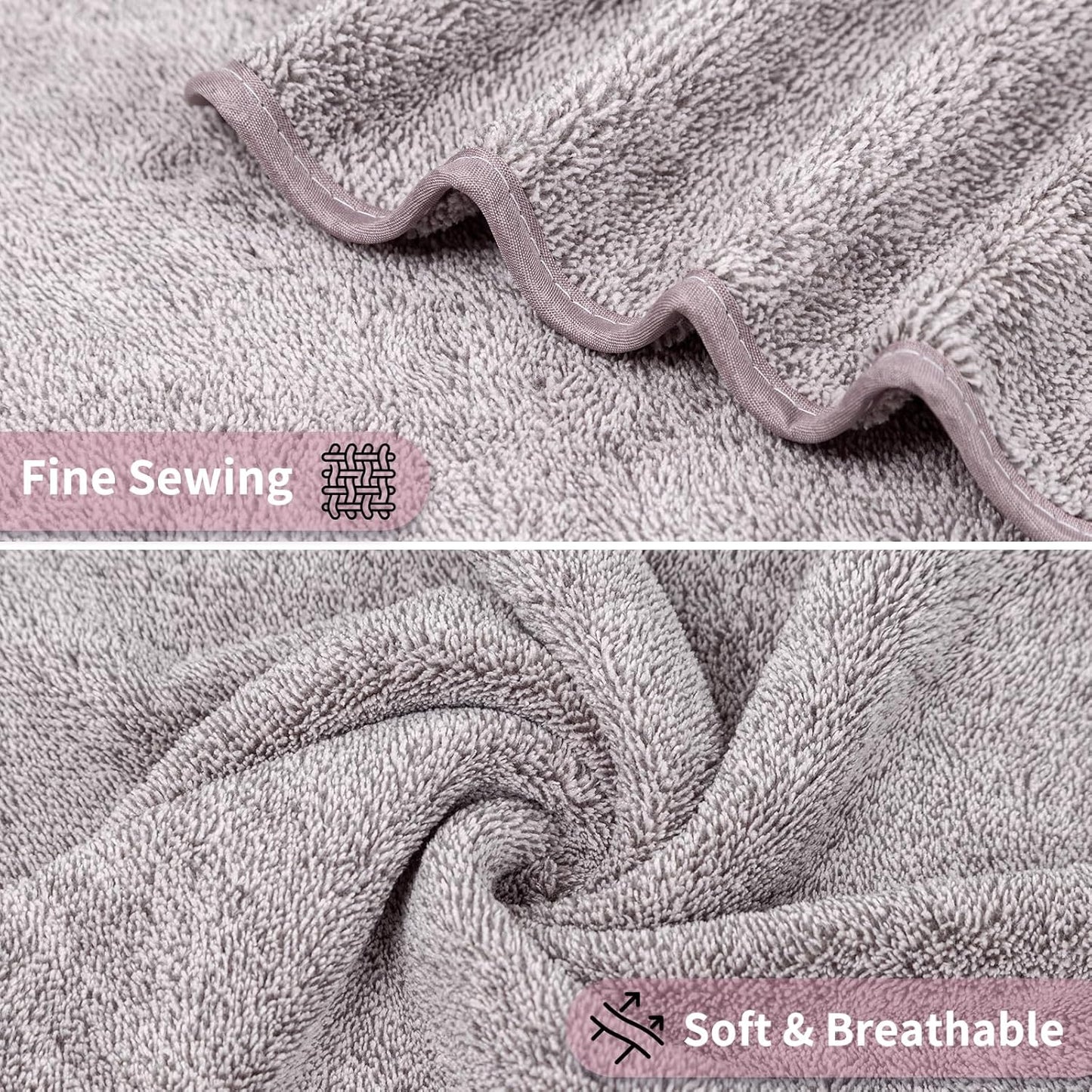 Bath Towels Set, Soft & Thick & Absorbent & Quick Dry, Hotel Towels for Bathroom Luxury, Beach Towel (Purple, 2 Bath Towels+4 Hand Towels)