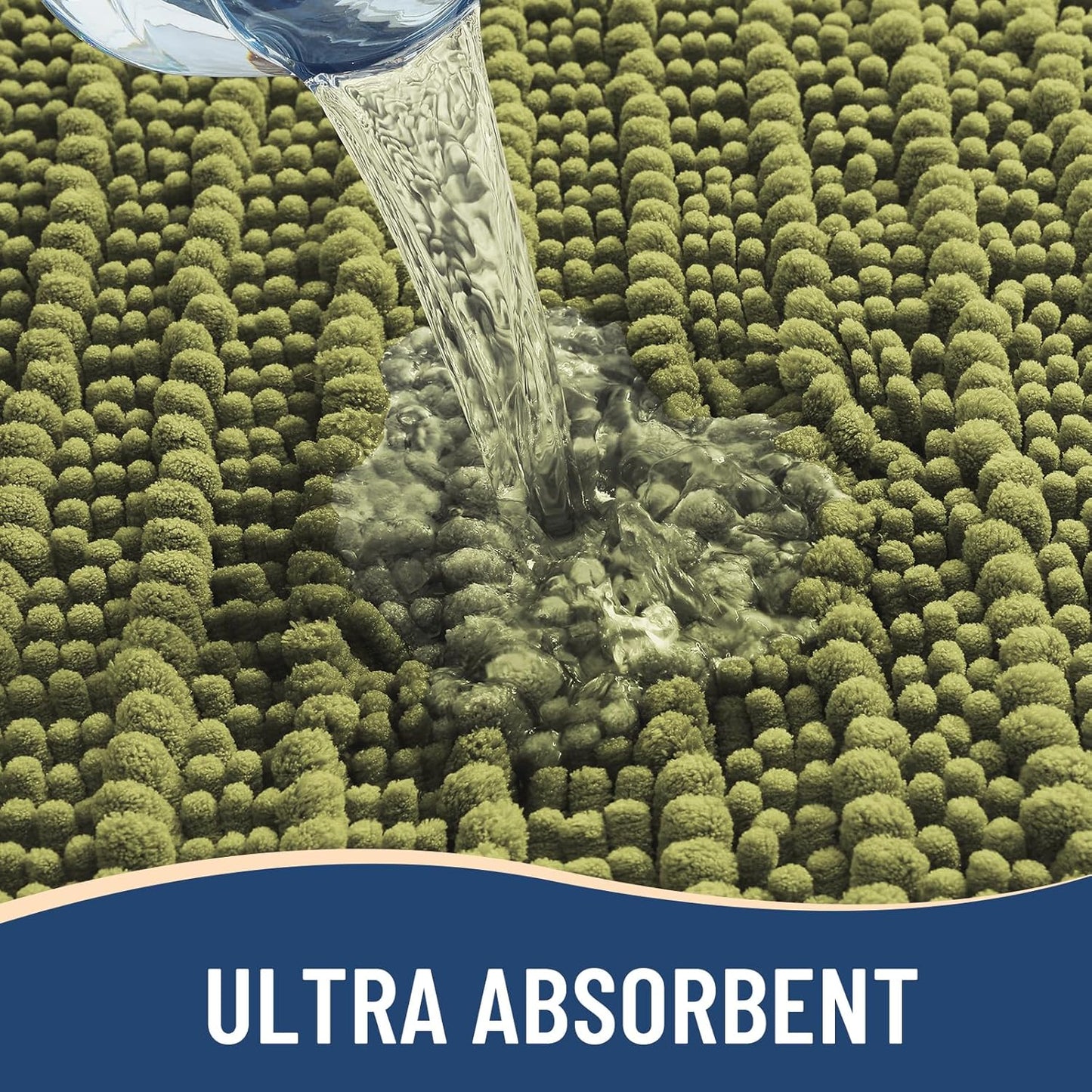 Arotive Luxury Chenille Bathroom Rug Mat, Extra Soft Thick Absorbent Shaggy Bath Rugs, Non-Slip Machine Wash Dry, Plush Bath Mats for Bathroom, Shower and Tub, 30x20, Willow Green