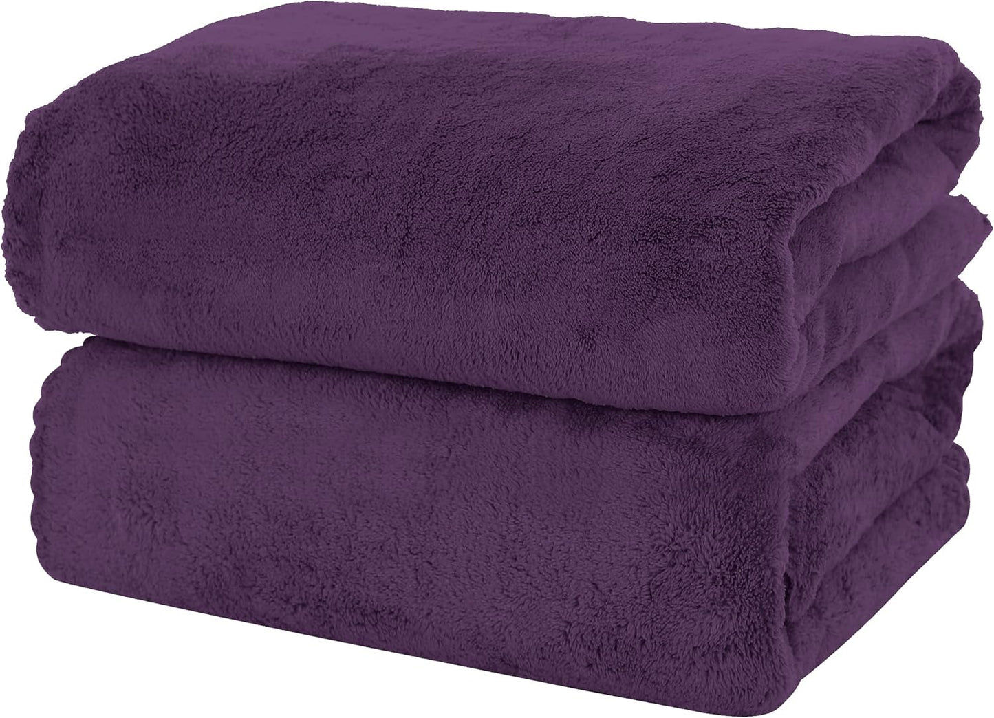 MOONQUEEN 2 Pack Premium Bath Towel Set - Quick Drying - Microfiber Coral Velvet Highly Absorbent Towels - Multipurpose Use as Bath Fitness, Bathroom, Shower, Sports, Yoga Towel (Grape Purple)
