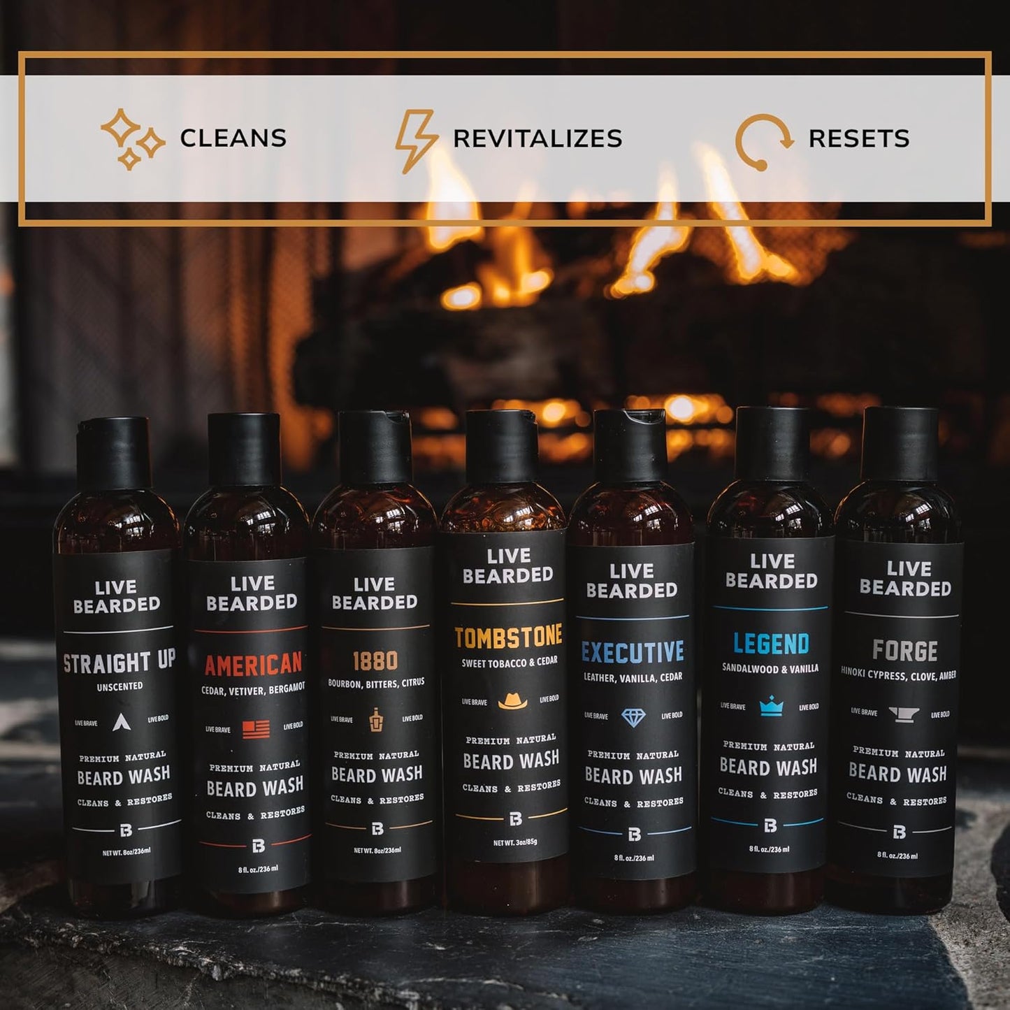 Live Bearded Beard Wash, 8 fl oz - Water-Based Face Cleanser with All-Natural Ingredients for a Gentle, Deep Clean - Made in the USA | Straight Up Unscented - Fragrance-Free