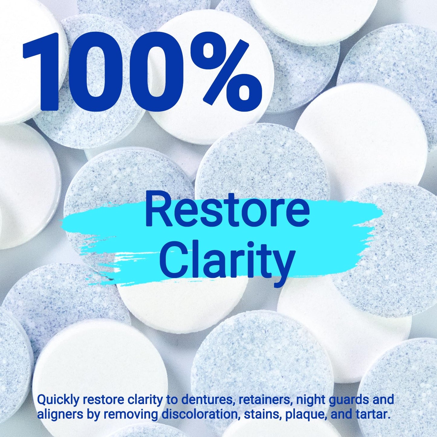 MySmile Retainer Cleaner with 120 Denture Cleaning Tablets, Quickly Remove Odors, Discoloration Stains & Plaque from Aligner, Mouth Guard, Night Guard and More Dental Appliances (Mint Flavor)