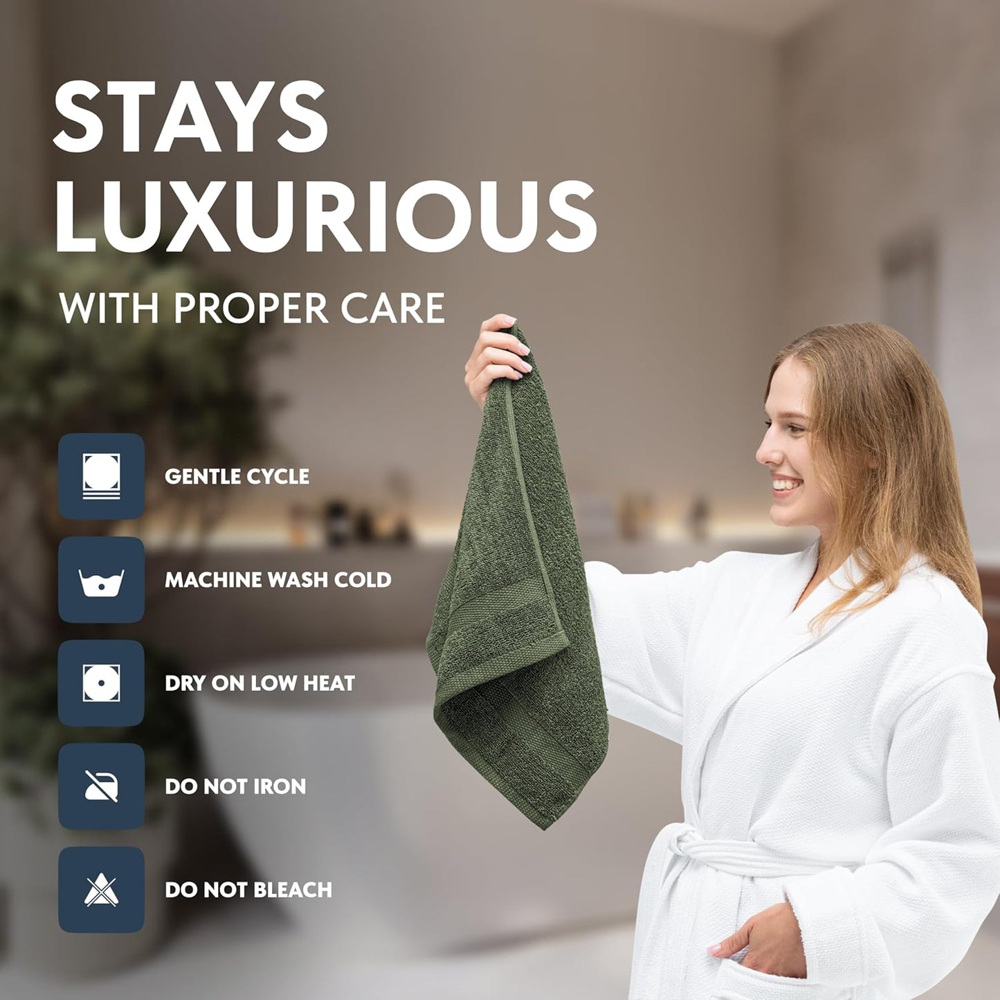 White Classic Luxury Forest Green Hand Towels - Soft 100% Turkish Cotton | Highly Absorbent Hotel spa Bathroom Towel Collection | 16x30 Inch | Set of 6