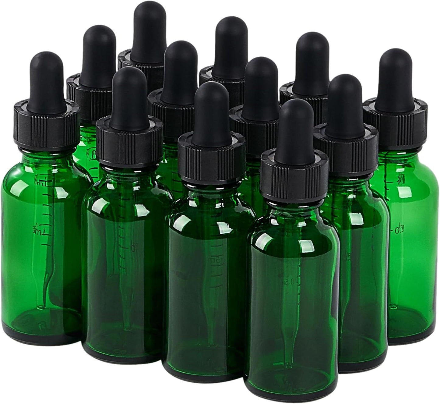 12 Pcs, 1oz Glass Dropper Bottle, Leakproof Tincture Bottles with Dropper, Green Reusable Eye Dropper Bottle for All Kinds of Liquids (Green, 1oz-12pcs)