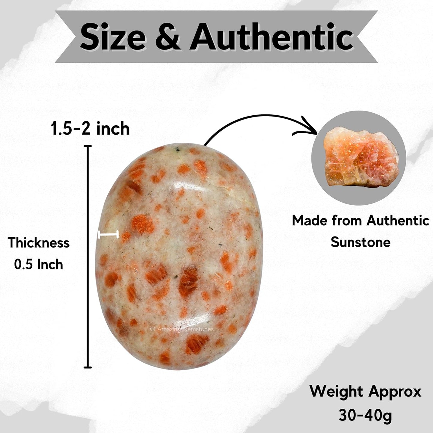 Amazing Gemstone Sunstone Crystals and Healing Stones - Large Palm Stone Crystals Piedra - Crystal for Good Luck, Positive Energy, Meditation - Unique Stocking Stuffers and Birthday Gifts for Women