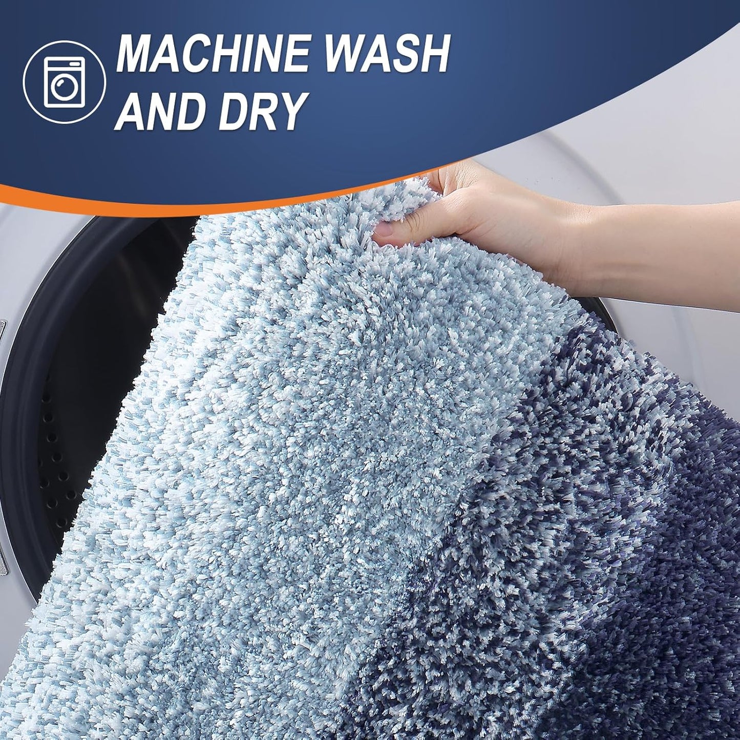 OLANLY Bathroom Rugs Mat 30x20, Extra Soft Absorbent Microfiber Bath Rugs, Rubber Backing, Quick Dry, Machine Washable Bath Mats for Bathroom Floor, Tub and Shower, Home Decor Accessories, Airy Blue