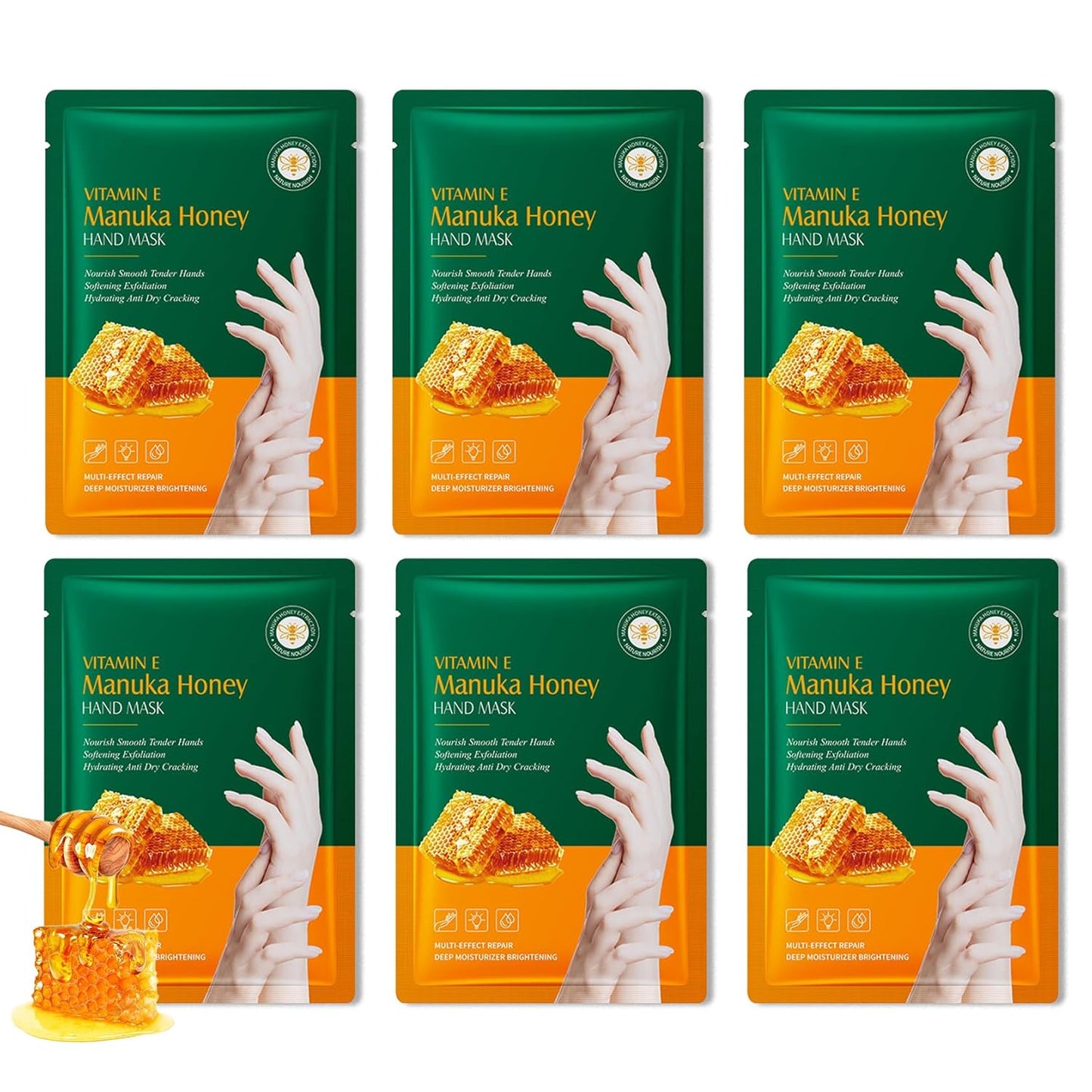 Hydrating Hand Masks, 6PCS Hand Mask Moisturizing Gloves for Men Women, Smooth Long Lasting Soft Exfoliating Hand Peeling Spa Mask Moisturizer Beauty Gift Set for Dry Cracked Rough Dull Hands（H)