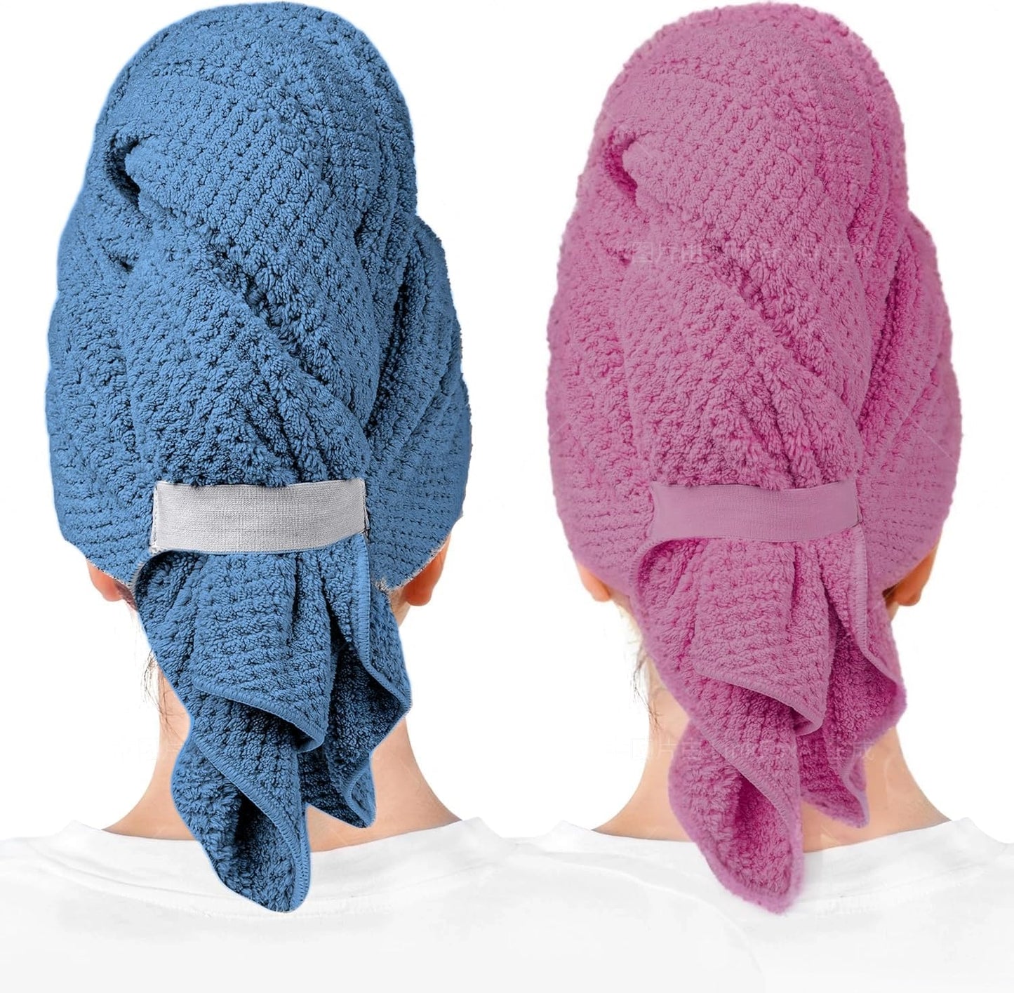 2-Pack Women's Microfiber Hair Towel Wrap - 50% Faster Dry, Ultra-Absorbent & Anti-Frizz. Ideal for Long/Curly Hair. 27.5x39.4 Oversized, Lightweight for Travel, Gym, Spa & Home