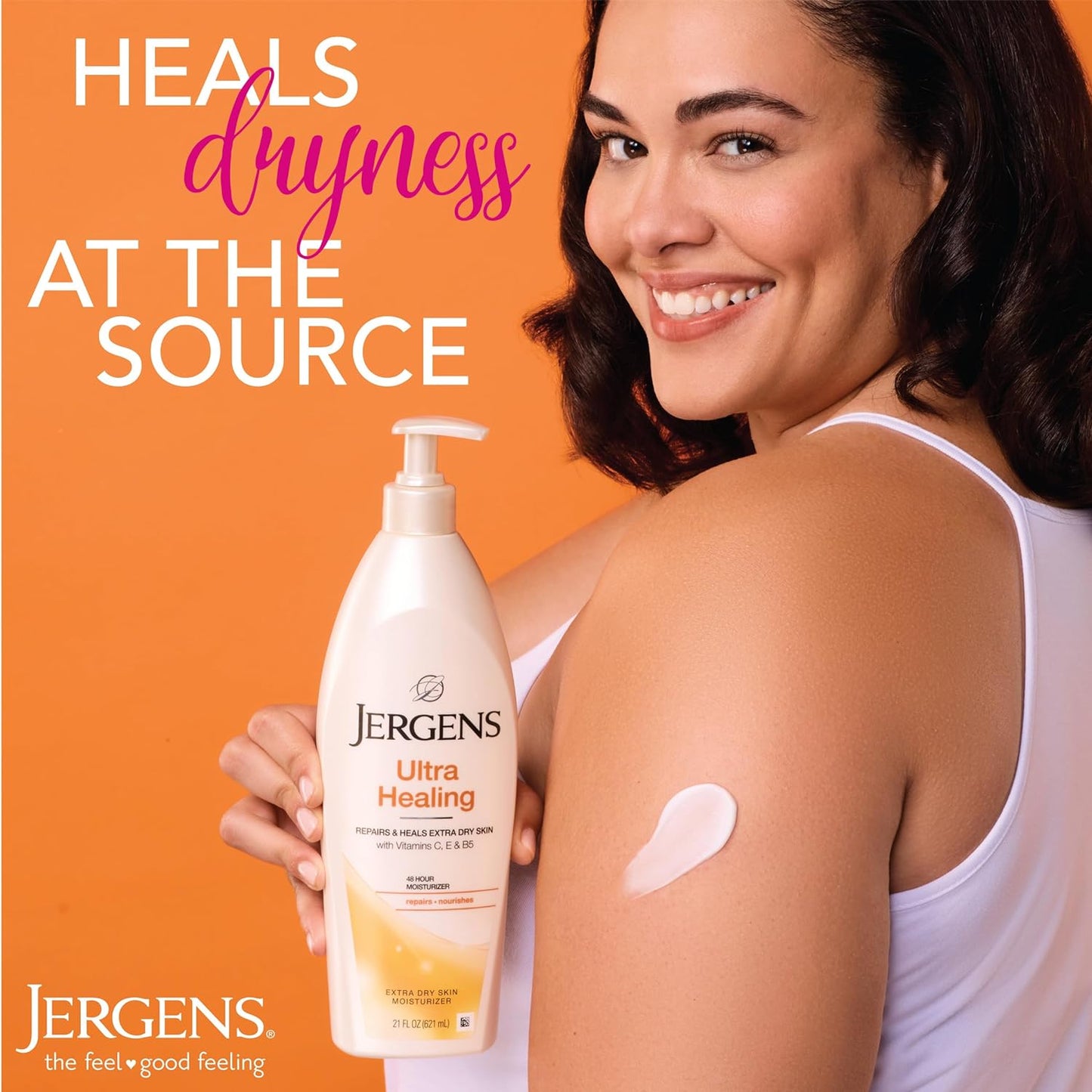 Jergens Ultra Healing Dry Skin Moisturizer, Body and Hand Lotion for Dry Skin, for Quick Absorption into Extra Dry Skin, with HYDRALUCENCE blend, Vitamins C, E, and B5, 32 Ounce (Pack of 2)