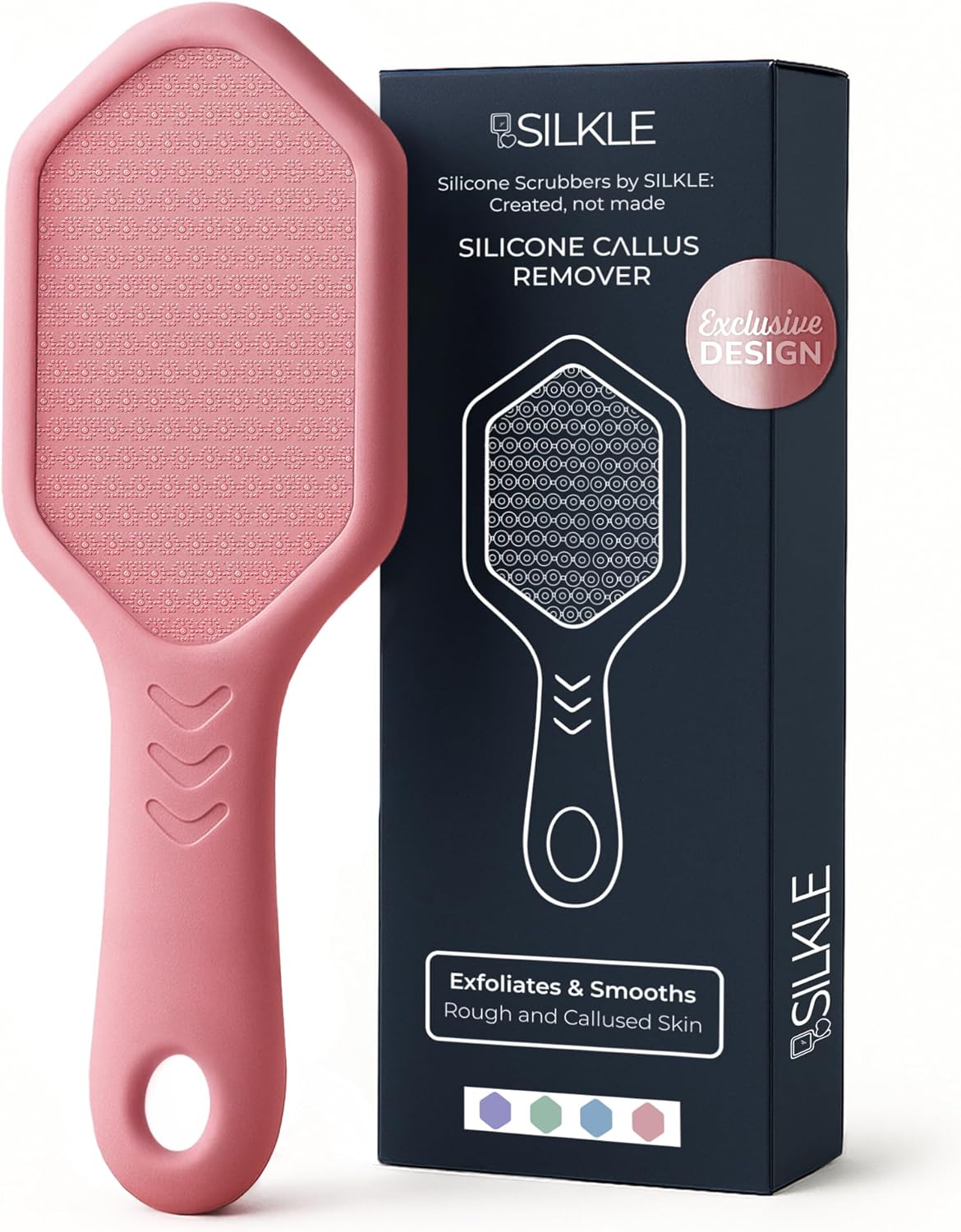 Silicone Foot Callus Remover - Nano Glass Foot File for Dead Skin and Cracked Heels - Callus Remover for Feet & Hard Skin - Ergonomic Foot Scrubber & Exfoliator for Soft, Smooth Feet - Pink