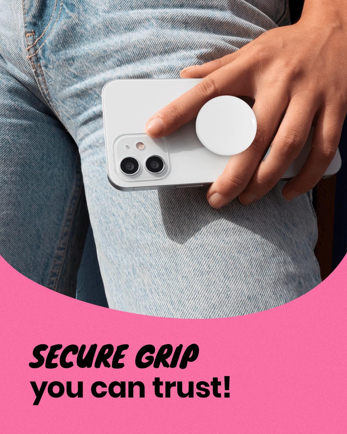 OnTheGrip Cute Solid Macaron Color Round Shape Collapsible Mobile Phone Grip Stand Holder for Smartphone Tablet Cell Phone Accessory (White)