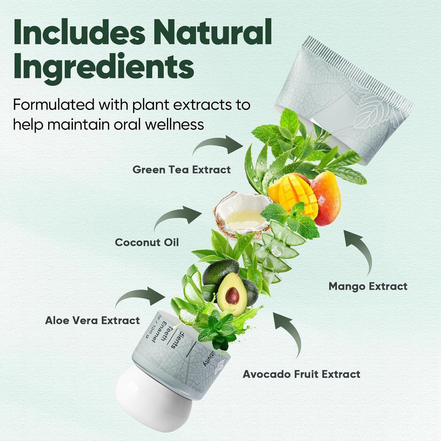 MySmile Fluoride Free Nano Hydroxyapatite Toothpaste for Sensitive Teeth, Strengthens Enamel, Remineralizes & Whitens Teeth, Freshens Breath for Adults, SLS Free, Natural Misty Mint, 4.2 oz, 2 Pack