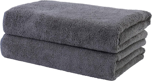 POLYTE Professional Quick Dry Lint Free Microfiber Hair Drying Salon Towel, 20 x 40 in, 2 Pack (Dark Gray)
