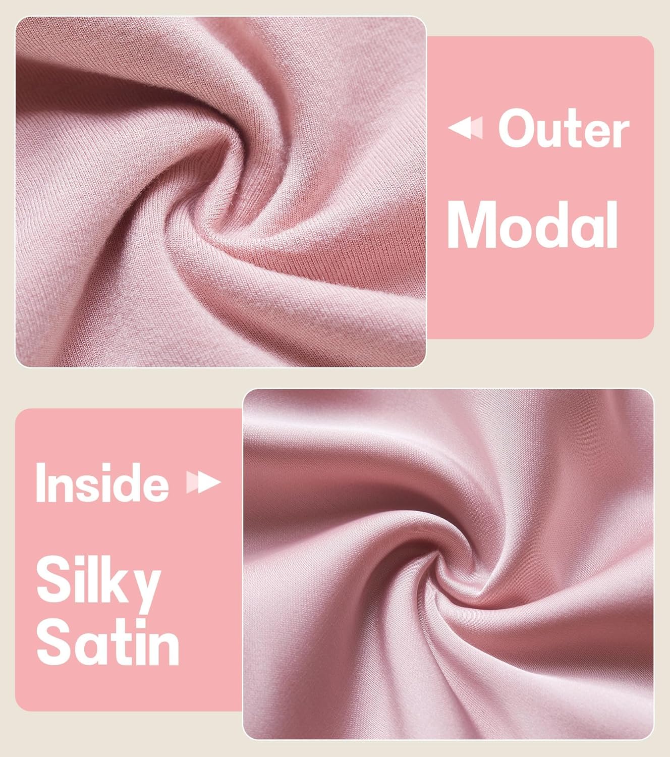 2pcs Silk Satin Bonnet Hair Wrap for Sleeping, Adjustable Strap Curly Natural Hair Night Caps for Women Men(Pink&Pink)