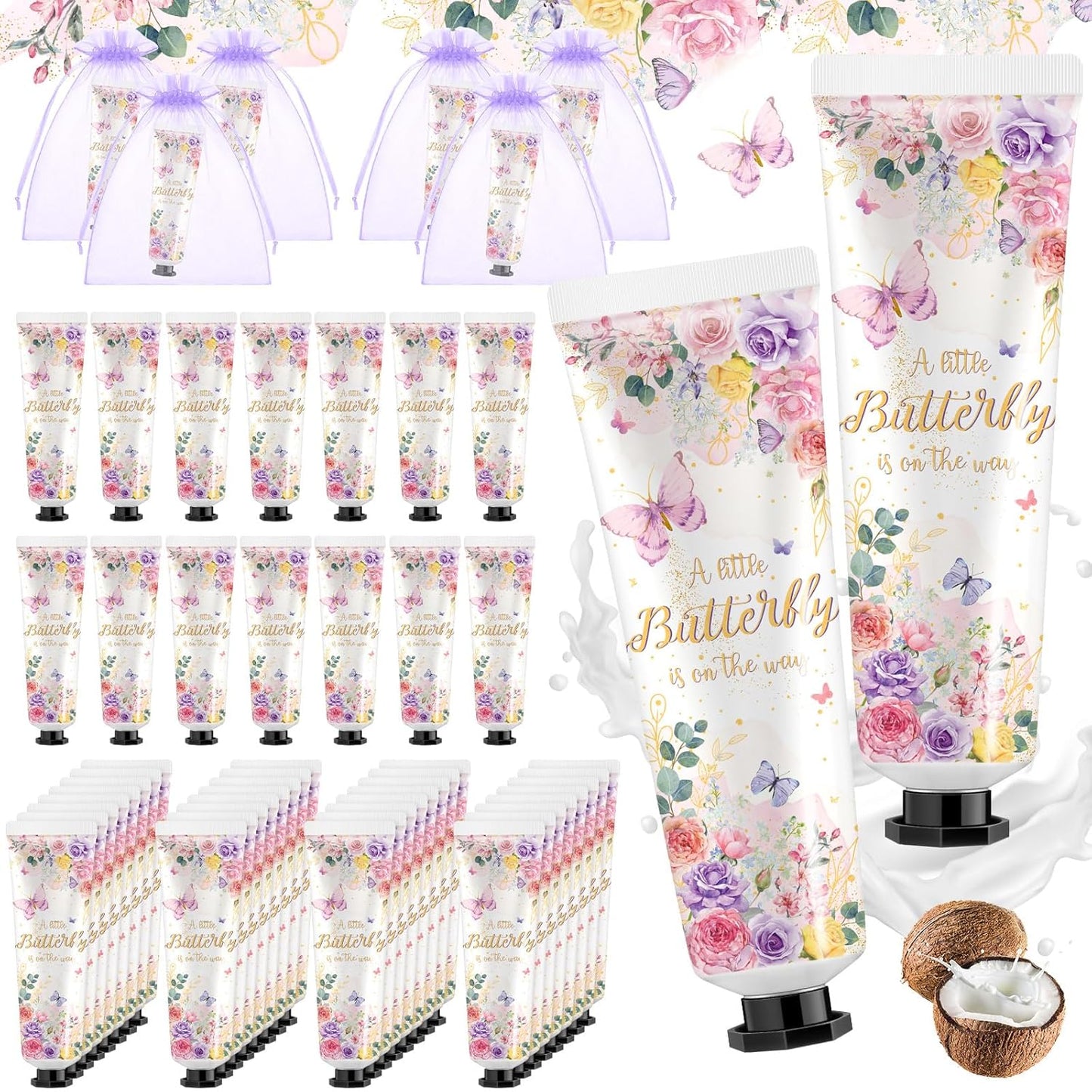 48 Sets a Butterfly Is on The Way Hand Cream Gifts Bulk Baby Shower Hand Cream Travel Size Lotion Bulk Fall Thanksgiving Party Supplies Favors Birthday Wedding for Guest