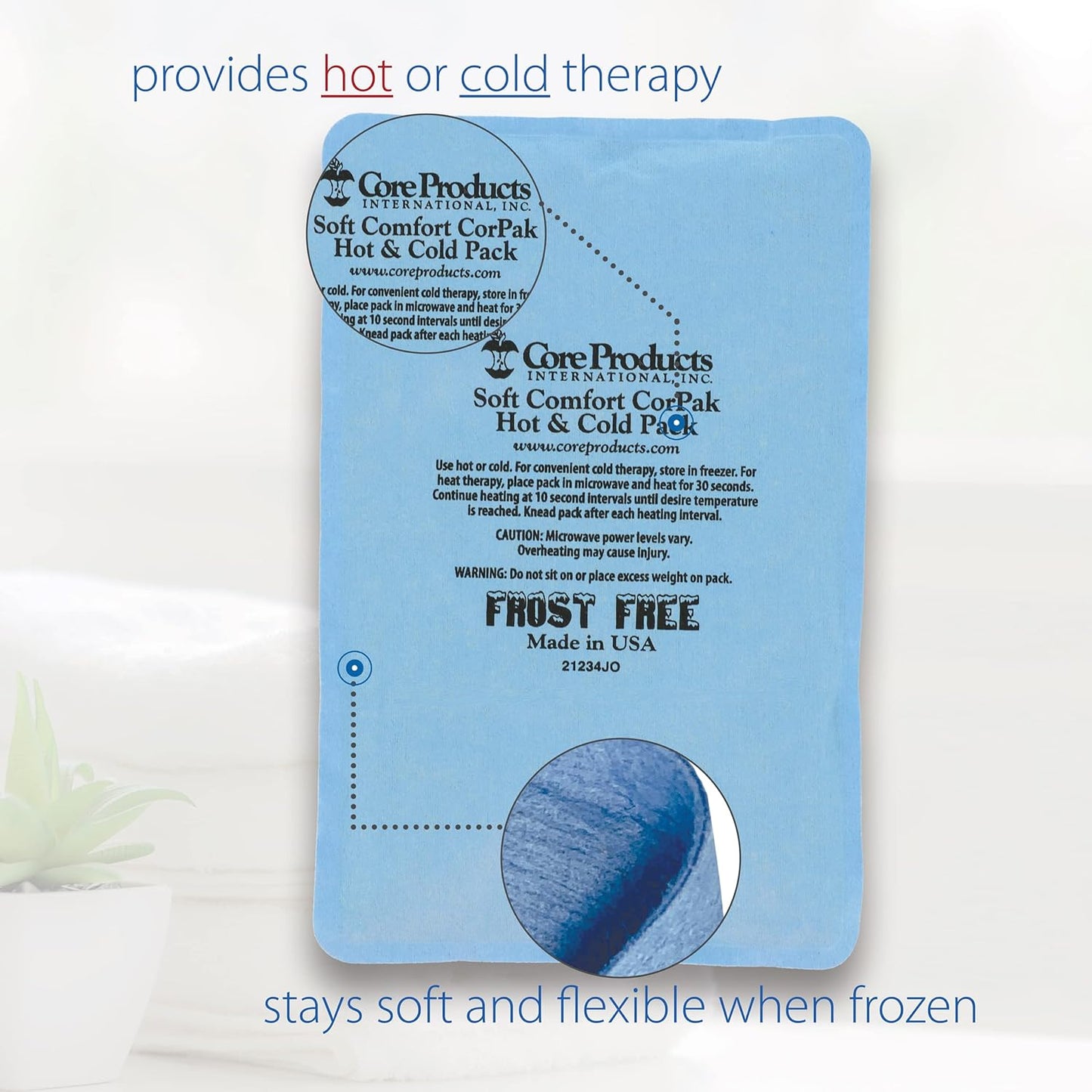 Core Products Soft Comfort CorPak, No Frost Hot and Cold Therapy Pack - 6" x 10", Made in The USA- 2 Pack