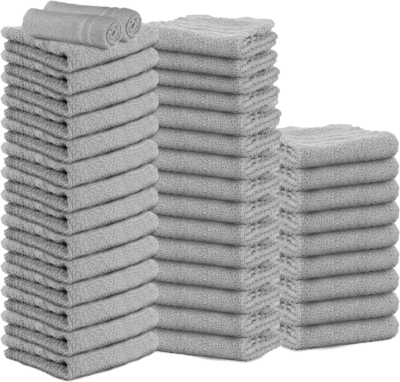 Hand Towels - Pack of 40, 16 x 27 Inches, 100% Cotton, Grey, Highly Absorbable, Facial, Gym, Hair, Face Towels