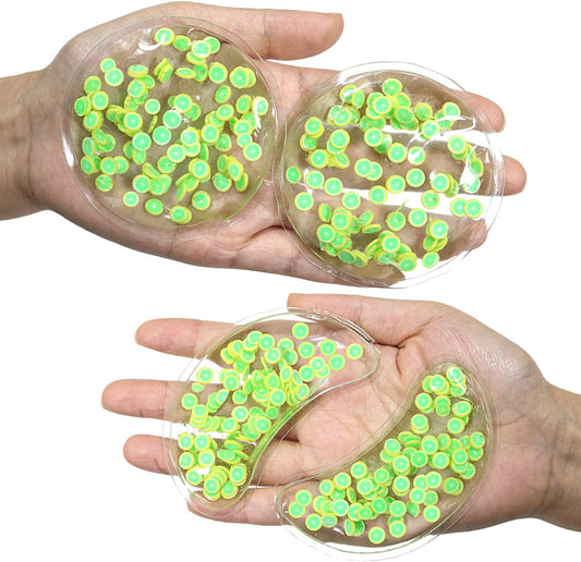 4PCS Gel Eye Ice Pack Set, Cold & Hot Compress, Reusable Cooling Gel Pads for Strain Relief, Relaxation, SPA and Sleep (4 Lemons)