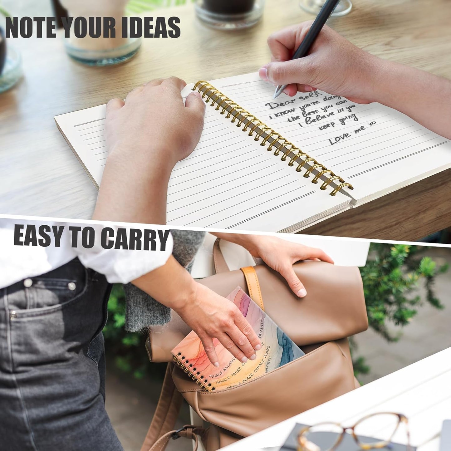 Inhale Exhale Mental Health Notebook Journal, Watercolor Abstract Spiral Notebook, Positive Therapy Journals Notebooks for Women Men, Psychologist Office School Supplies Gifts, 5.5x8.3In