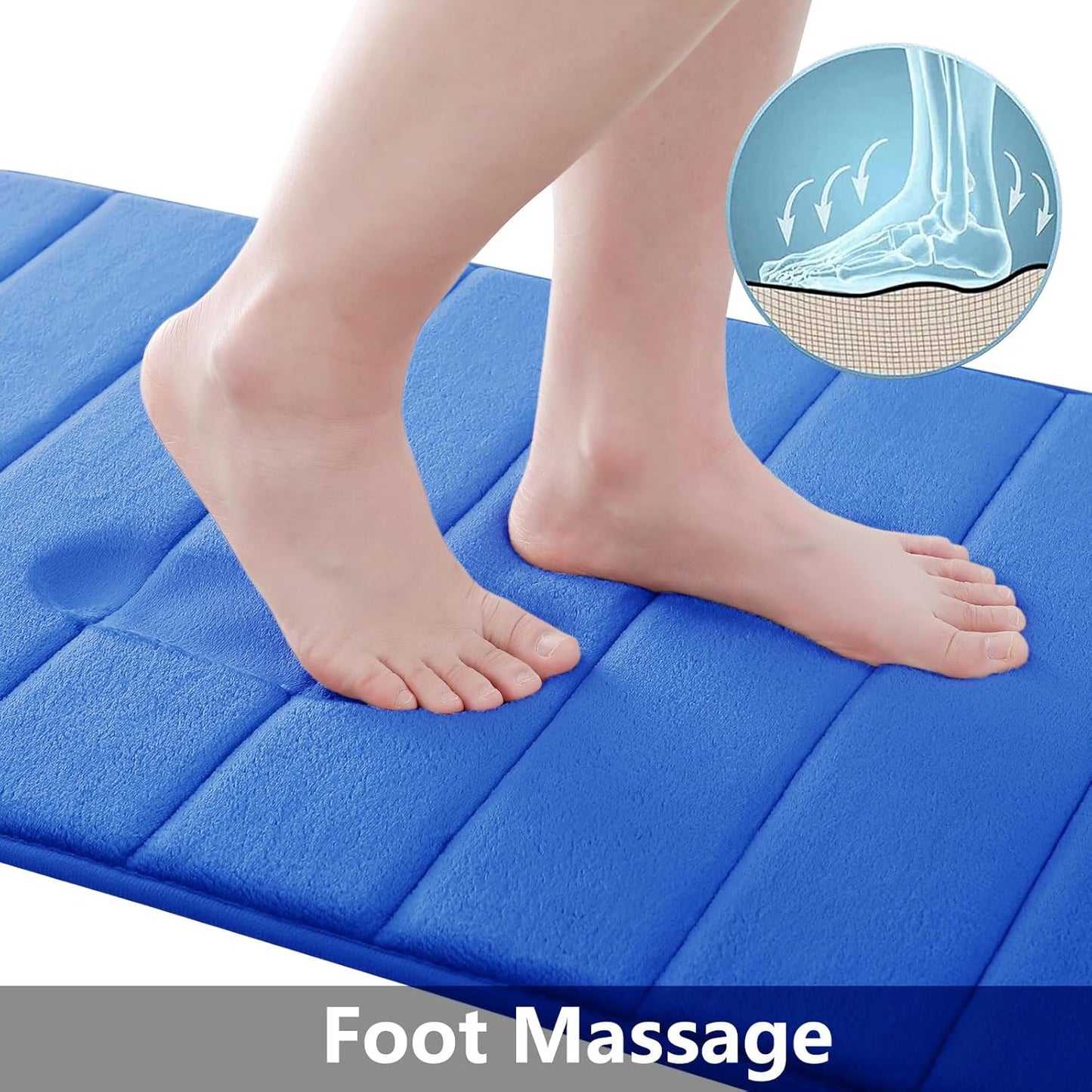Buganda Memory Foam Bath Mat, 47" x 17", Ultra Soft and Non-Slip Bathroom Rugs, Water Absorbent and Machine Washable Bath Rug Runner for Bathroom, Shower, and Tub, Royal Blue
