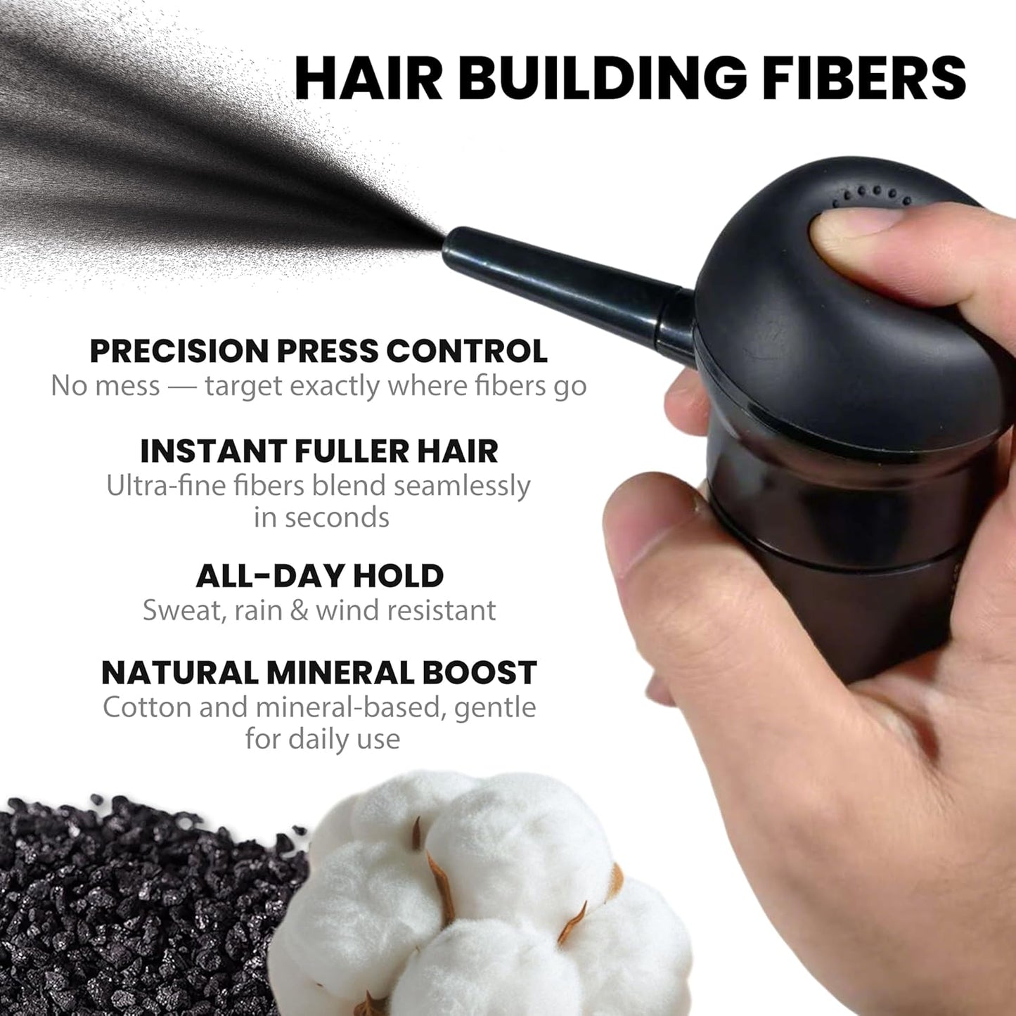 2PCS Hair Fibers for Thinning Hair, Hair Building Fibers Powder Set, Instant Coverage Bald Spots Hair Loss for Men & Women with Spray Applicator (Dark Brown, 15g*2)