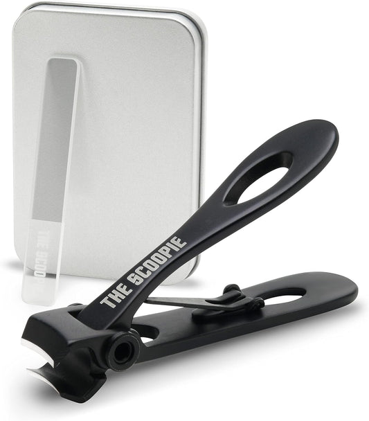 Nail Clippers for Men and Women, Toenail Clippers and Fingernail Clippers, Includes Nano Fiber Nail File (Black), 15mm Wide Jaw Trimming for Adults, Manicure Set and Pedicure Kit