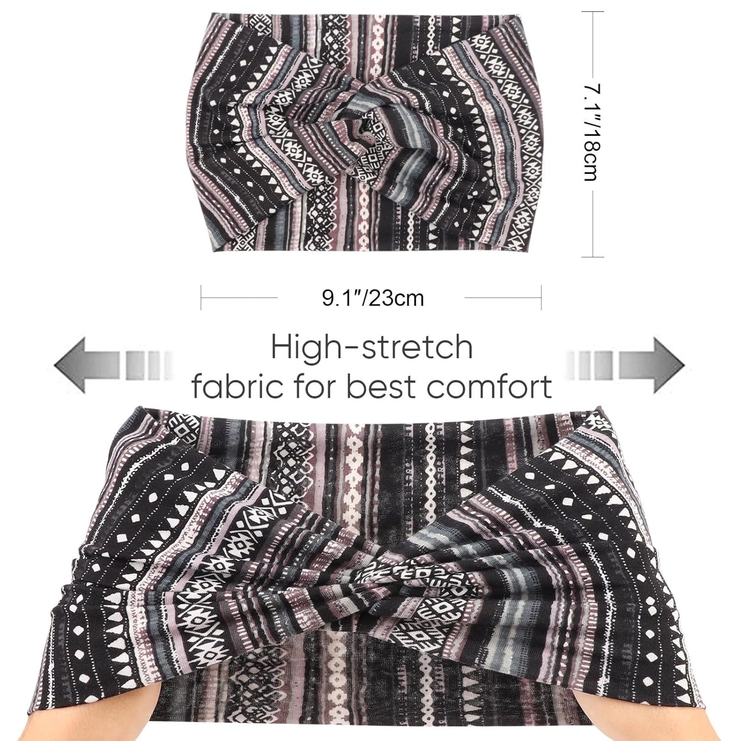 DRESHOW 4 Pack Turban Headbands for Women Wide Vintage Head Wraps Knotted Cute Hair Band Accessories