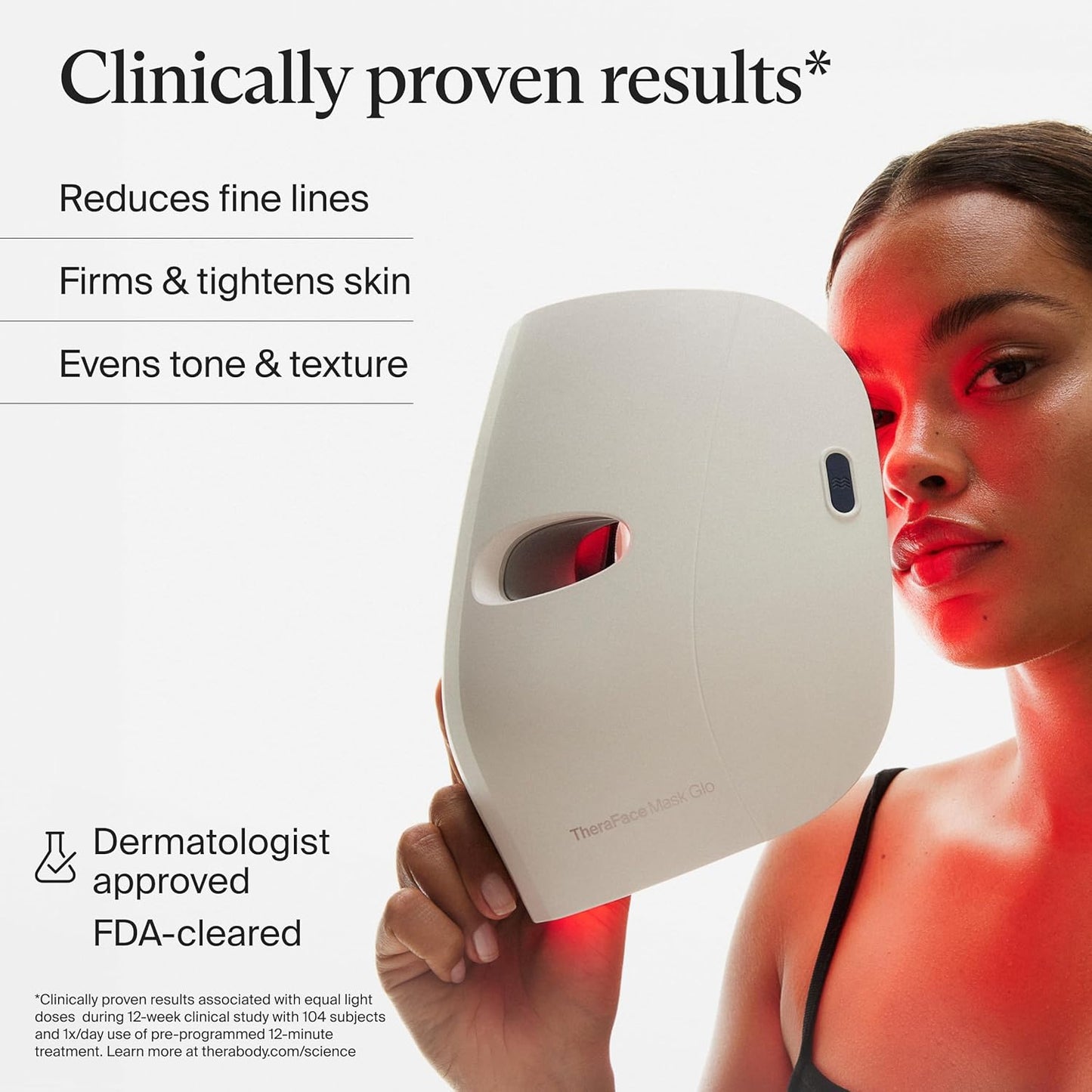 TheraFace Mask Glo by Therabody | Cordless LED Face Mask with Red, Blue & Infrared Light | at-Home Light Therapy Mask for Radiant, Healthier-Looking Skin | Includes Protective Eye Shield