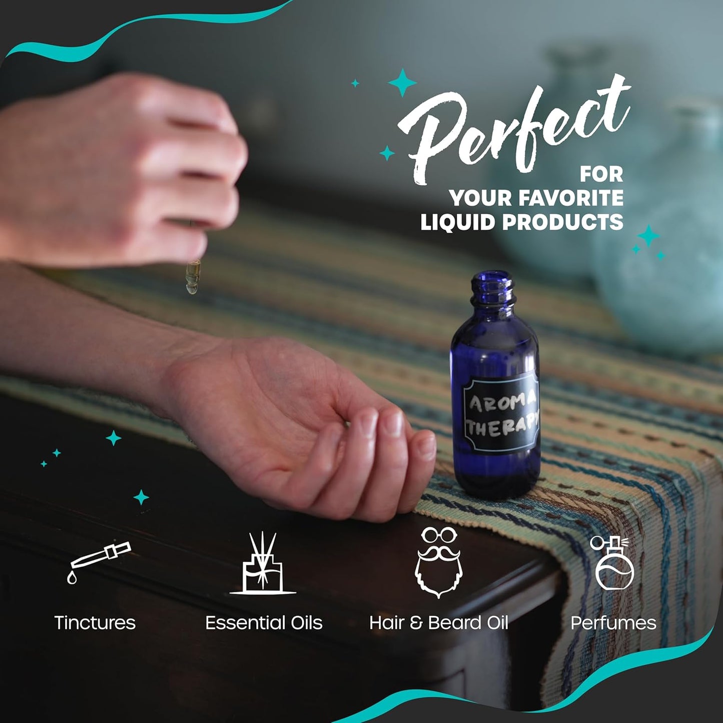 Nevlers Cobalt Blue Glass Bottle with Dropper 4 oz 24 Pack | Leakproof Glass Dropper Bottle Set w/Shrink Wrap, Funnel, Brush, Marker & Labels | Tincture Bottles with Droppers for Oils Serums Medicine