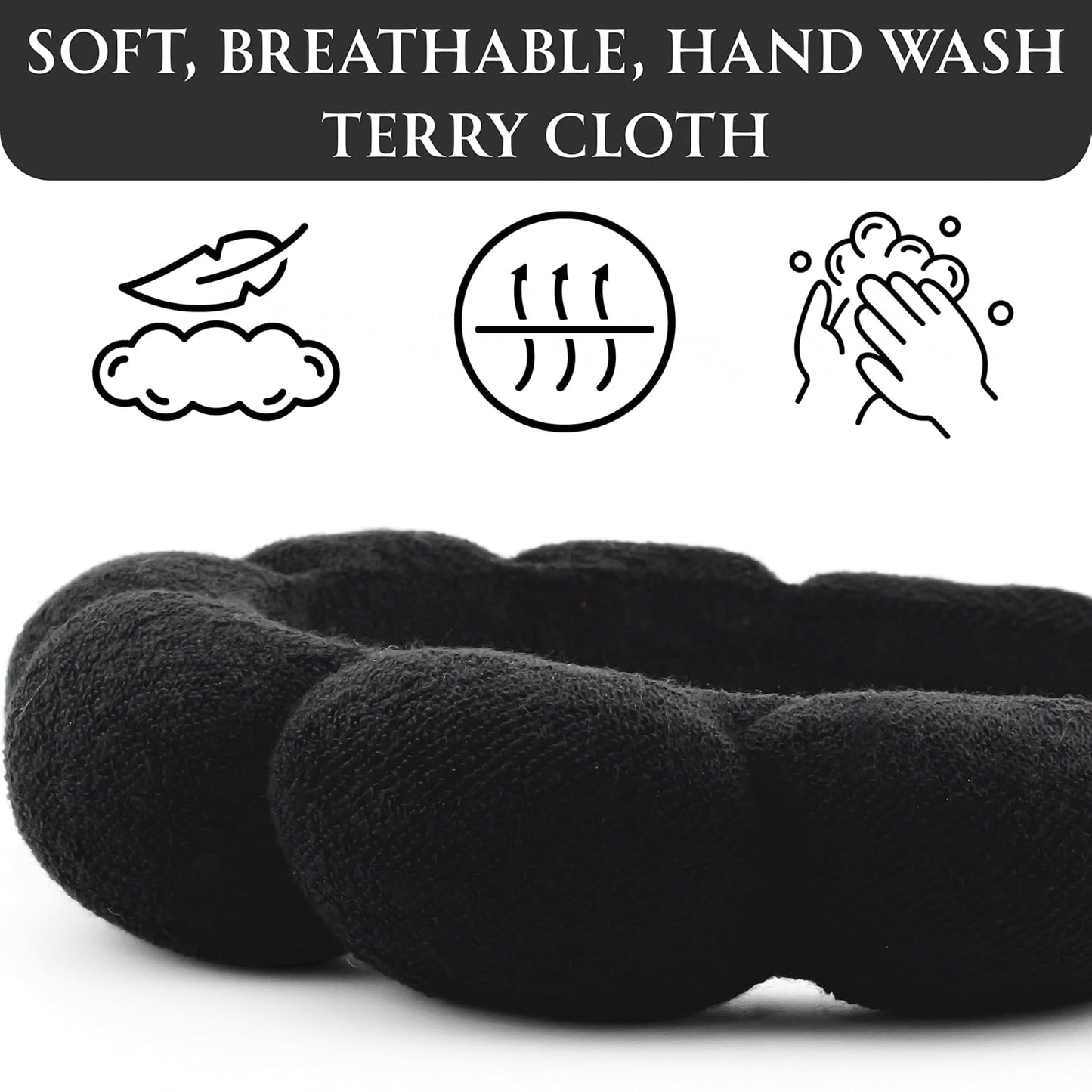 Terry Cloth Skincare Headband for Washing Face - Makeup Headband for Women, Spa Hairband, Bubble Band, Face Wash Accessory, Getting Ready for Skincare Routine