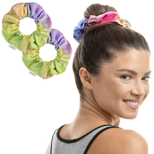 Microfiber Hair Drying Towel Scrunchies by The Perfect Haircare - Anti-Frizz & Silky Smooth - Ponytail/Bun Holder - Quick Drying & Absorbent - for Curly, Wavy, Long & Short Hair (Watercolor - 2pack)
