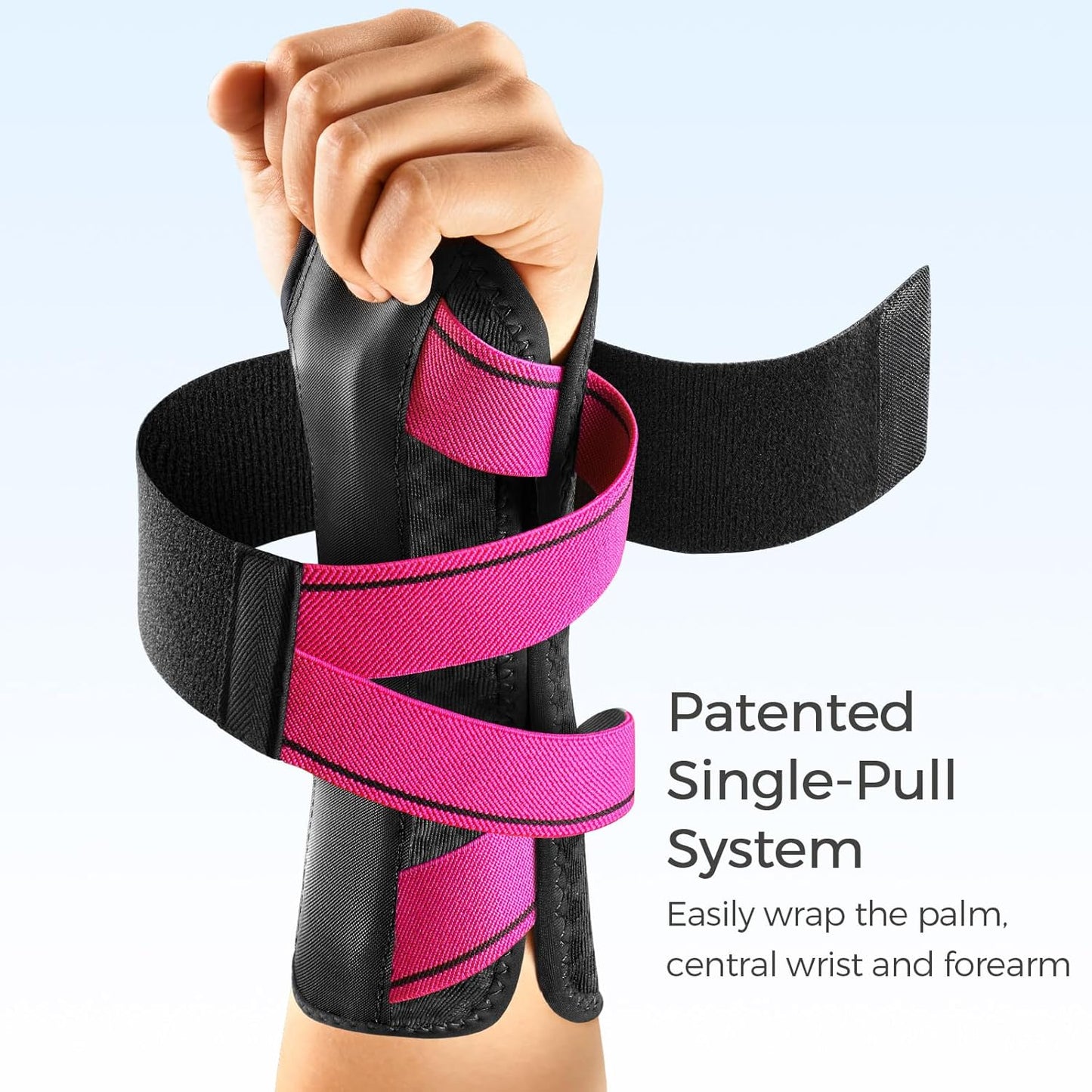FREETOO Wrist Support Brace Left Hand for Tendonitis, Sprained wrist, Pain Relief Wrist Splint for Carpal Tunnel, Arthritis, Fit Women and Men, Wrist Immobilizer for Sleeping (Left, L/XL, Black/Pink)