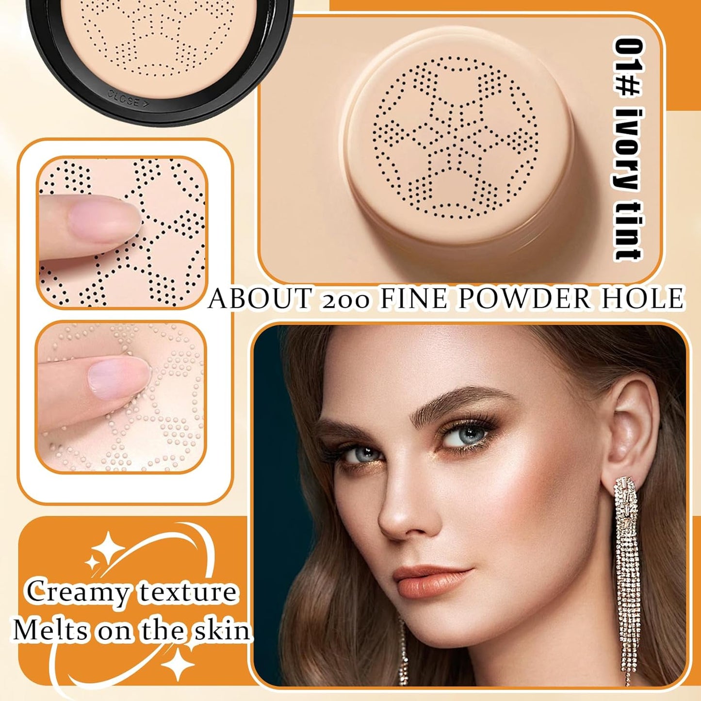Mushroom Head Air Cushion CC Cream Foundation Makeup,Moisturizing BB Cream Face Makeup Liquid Foundation,Long Lasting Full Coverage Concealer for All Skin Types（Ivory）