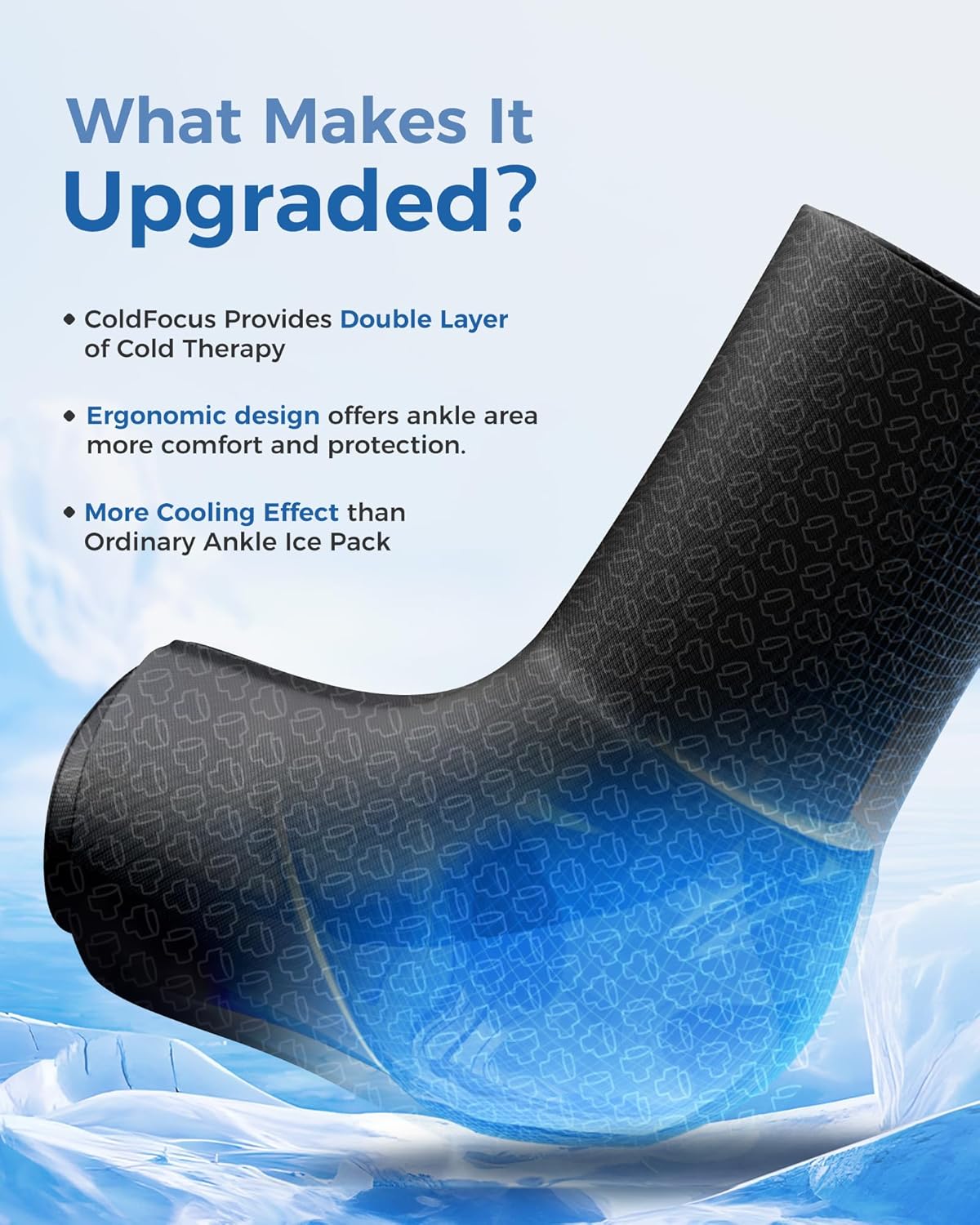 Tolaccea Ankle Ice Pack Wrap PRO for Injuries, Foot Ice Pack for Hot and Cold Therapy, Flexible Cold Pack for Plantar Fasciitis,Swelling,Sprained, ColdFocus for More Cooling X-Large (Pack of 1)