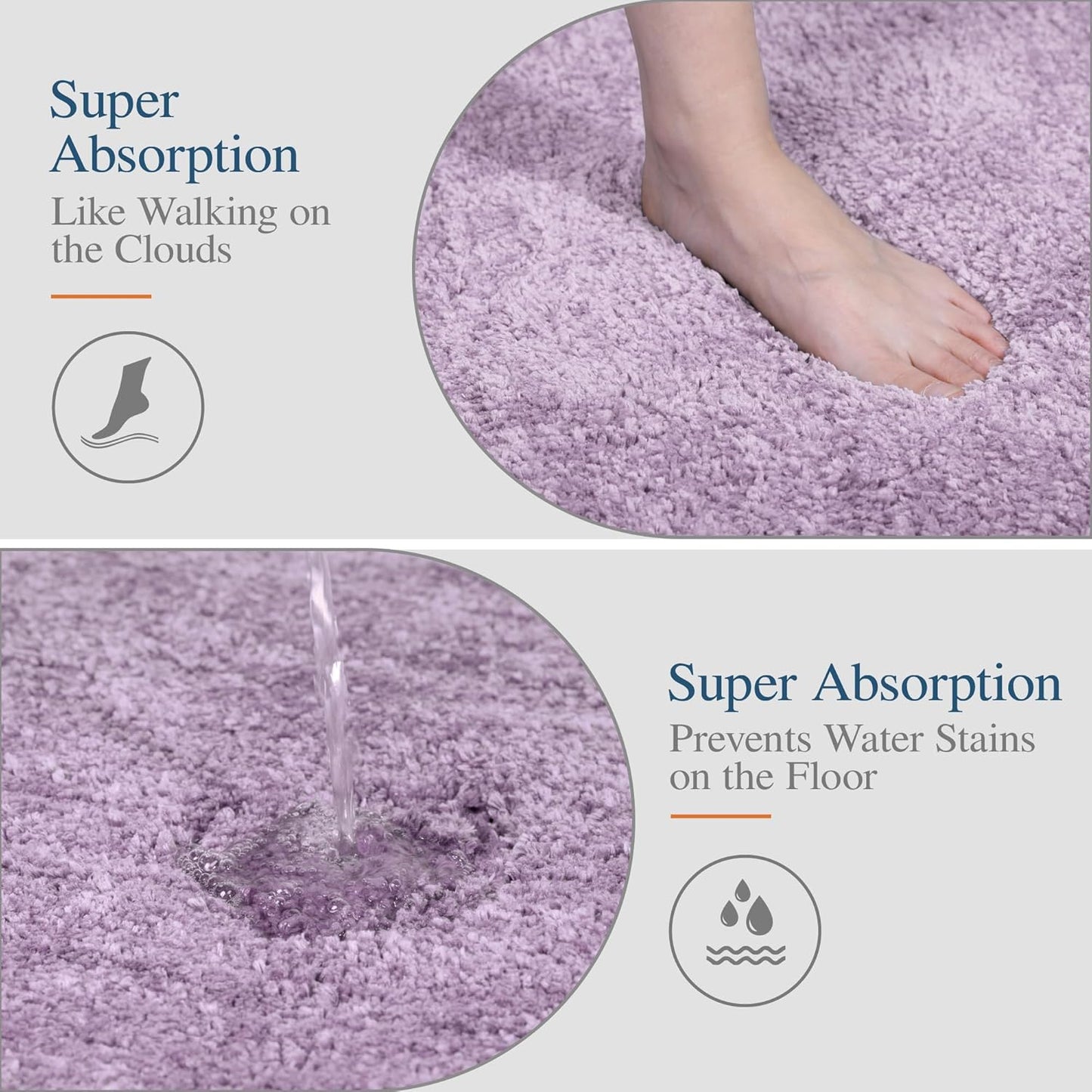 Walensee Large Bathroom Rug (24 x 36, Lavender) Extra Soft and Absorbent Shaggy Bath Mat Machine Washable Microfiber Non Slip Luxury Floor Mat