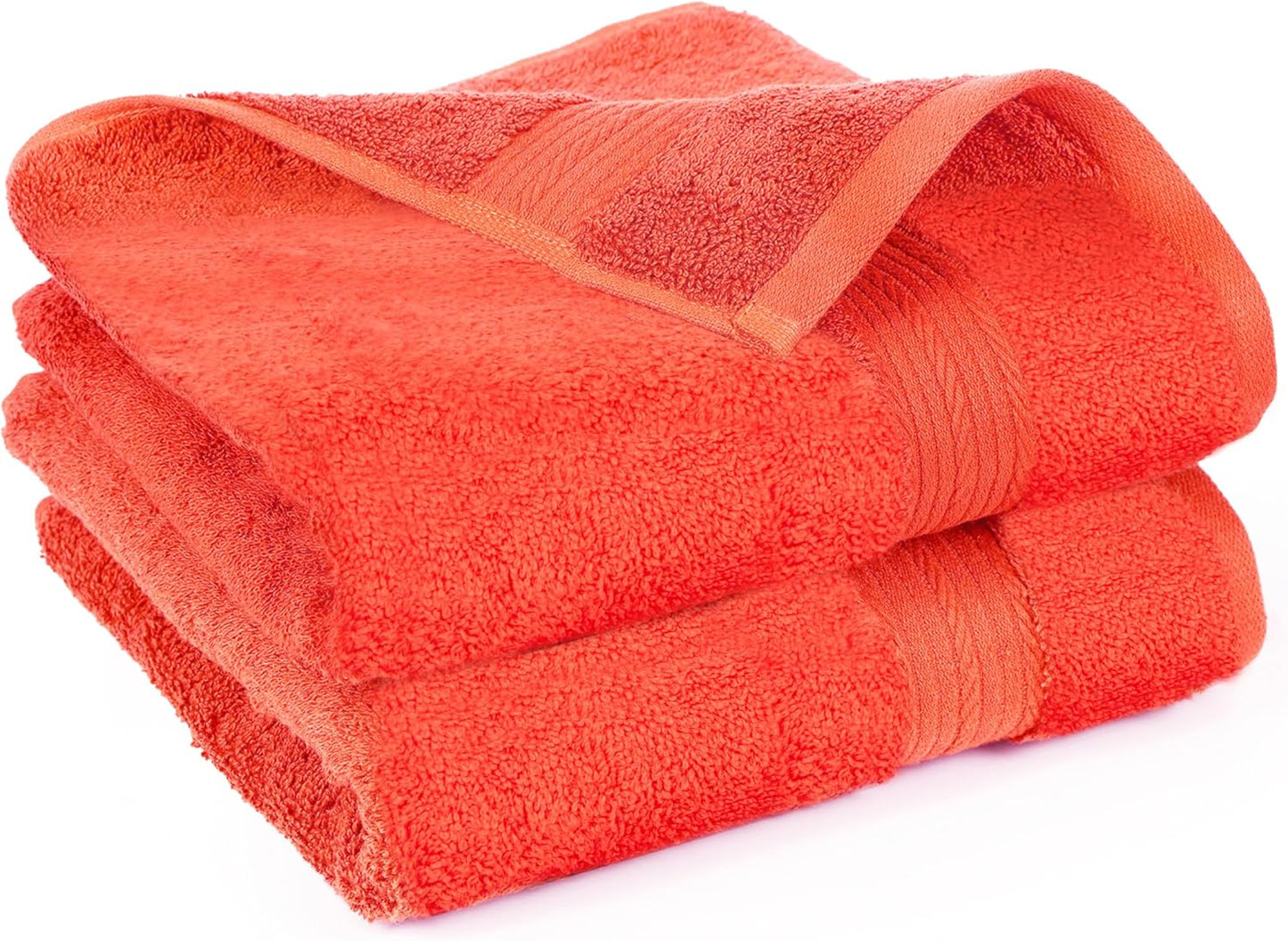 Ample Decor Bathroom Set of 2 Hand Towel 18 X 28 Inch 600 GSM 100% Cotton, Premium Soft Absorbent - Orange
