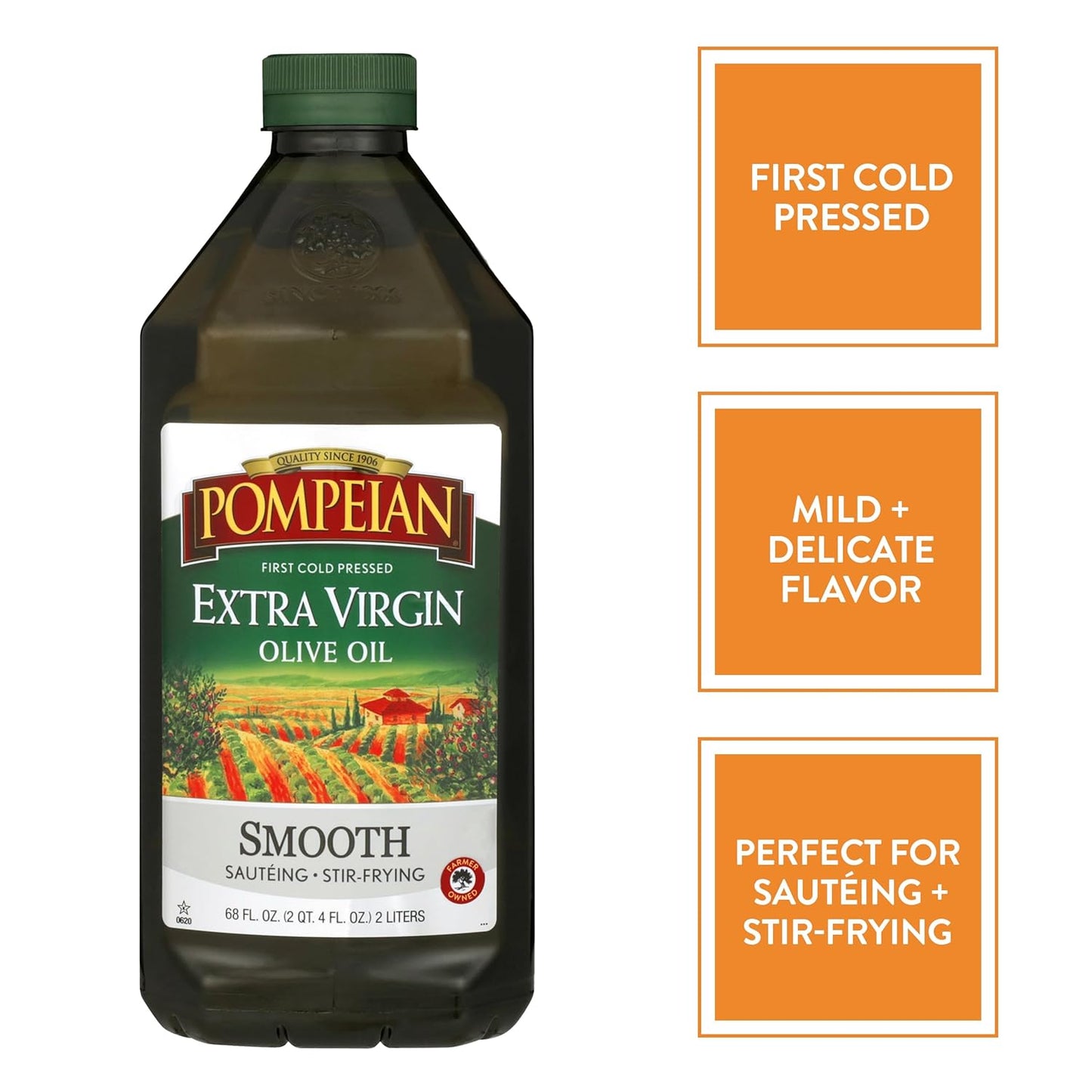 Pompeian Extra Virgin Olive Oil Variety Pack - Smooth, Robust, Naturally Gluten-Free, Non-Allergenic, Non-GMO, 68 Fl Oz (Pack of 2)