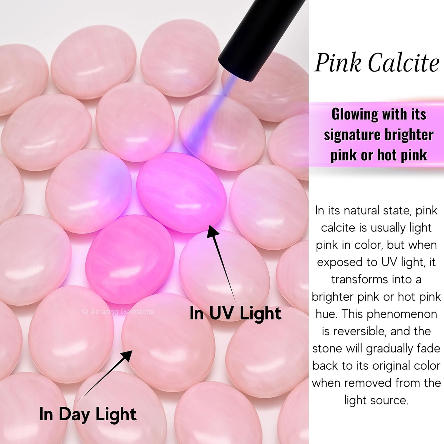 Amazing Gemstone Pink Calcite Crystals and Healing Stones - Large Palm Stone Crystals Piedra - Crystal for Good Luck,Balanced Positive Energy, Meditation - Unique Stocking Stuffers and Birthday Gifts