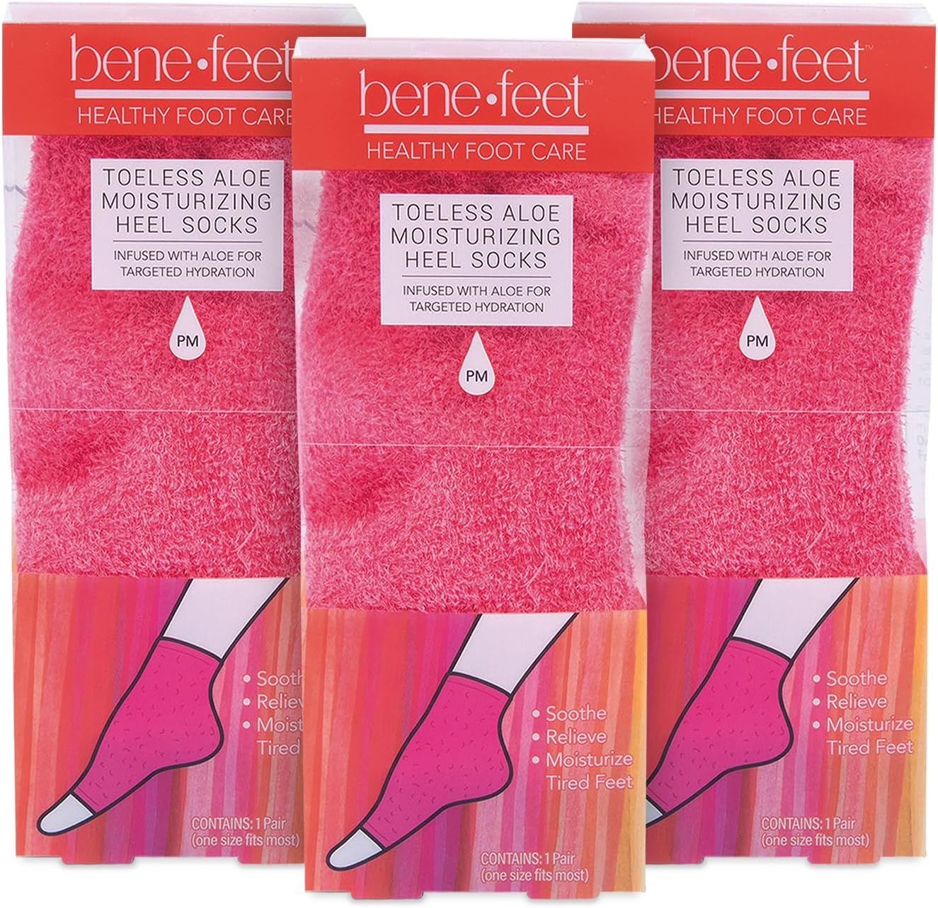 Benefeet Toeless Aloe Moisturizing Heel Socks 3 Pack - Effective Overnight Foot Rejuvenation, Targeted Hydration to Soften Dry Skin, Infused w/Coconut Oil, Aloe + Jojoba Seed Oil, 1 Pair (3 Pack)