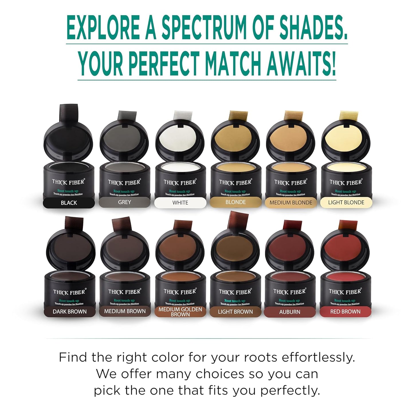 THICK FIBER Root Touch Up and Hairline Concealer for Thinning Hair Women - Water & Sweat Resistant Hair Loss Powder Set, Includes Brush (Red Brown)