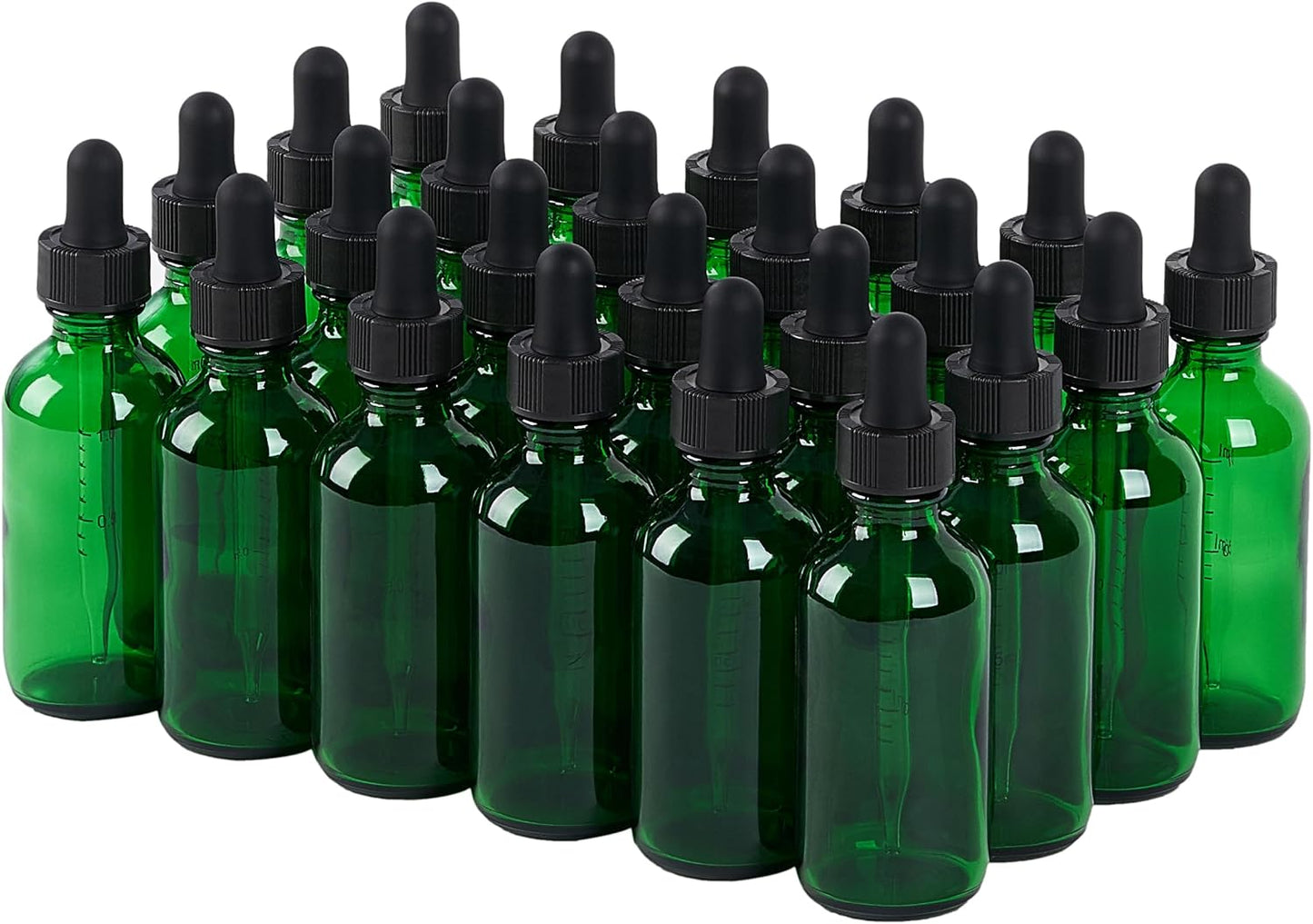24 Pcs, 2oz Glass Dropper Bottle, Leakproof Tincture Bottles with Dropper, Green Reusable Eye Dropper Bottle, for All Kinds of Liquids (Green, 2oz-24pcs)