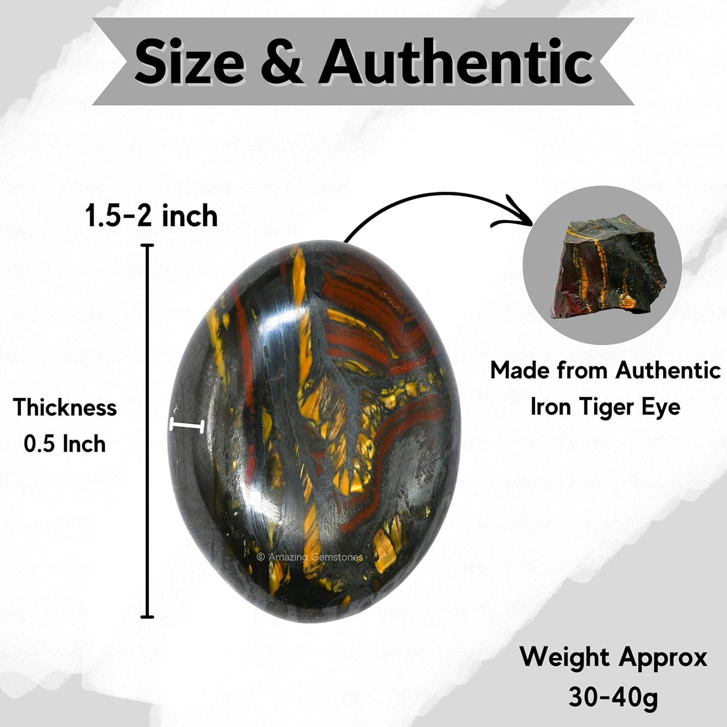 Amazing Gemstone Iron Tiger Eye Crystals and Healing Stones - Large Palm Stone Crystals Piedra - Crystal for Good Luck, Balanced Positive Energy, Meditation - Unique Stocking Stuffers, Gifts for Women