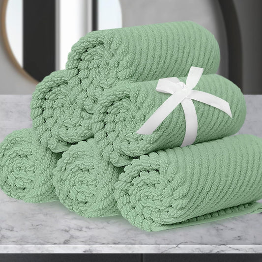 VOOVA & MOVAS Face Towels, 6PC 13"x13" - 100% Cotton | Quick Dry | Thick | Soft | Light Weight | Absorbent, Luxury Face Towels for Bathroom & Showering, Bathroom Decor, Mint Green