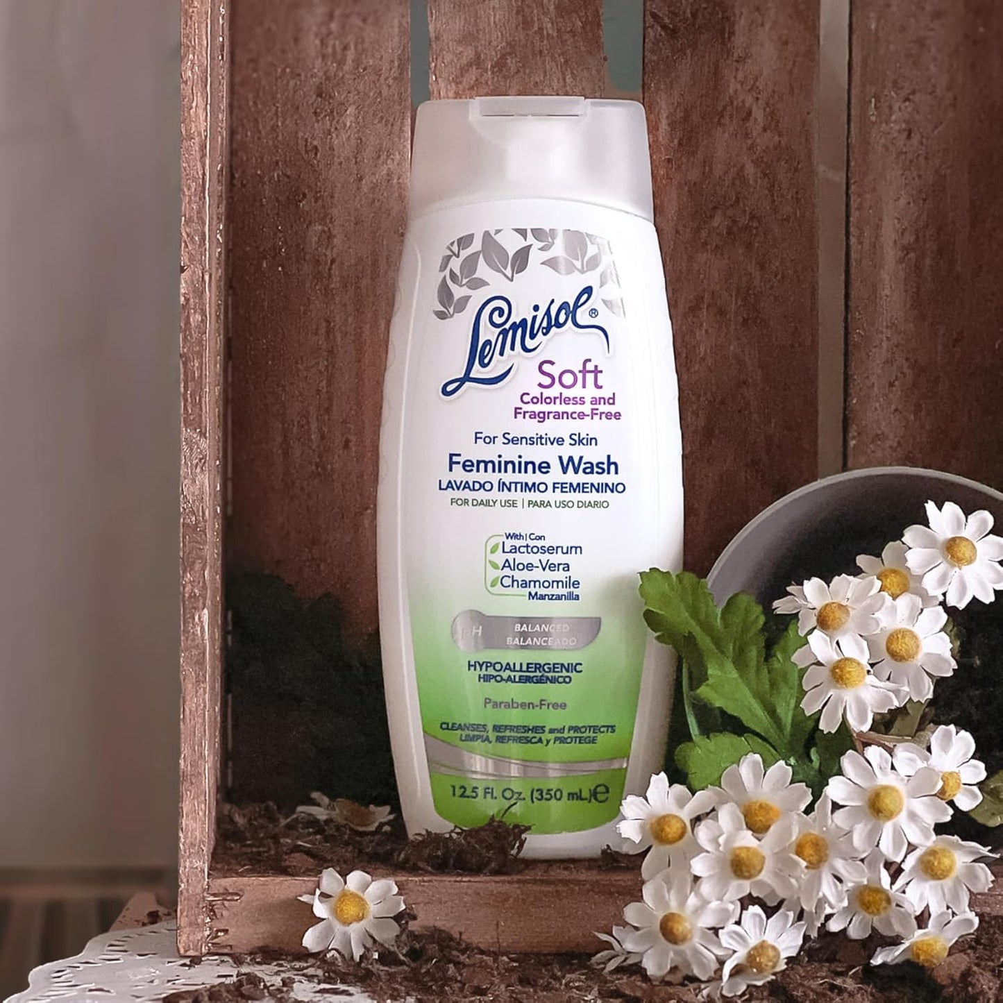 LEMISOL Soft Feminine Wash, Fragrance-Free for Sensitive Skin, 12.5 Fl Oz Bottle