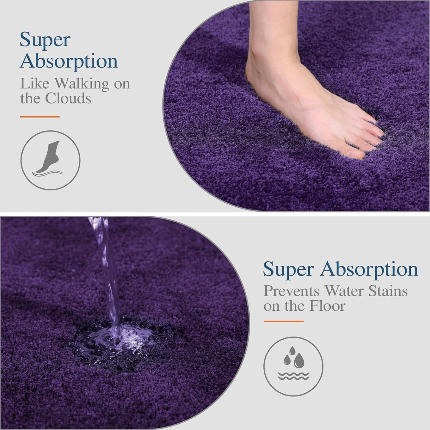 Walensee Large Bathroom Rug (24 x 48, Dark Purple) Extra Soft and Absorbent Shaggy Bath Mat, Machine Washable Microfiber, Non Slip Luxury Floor Mat