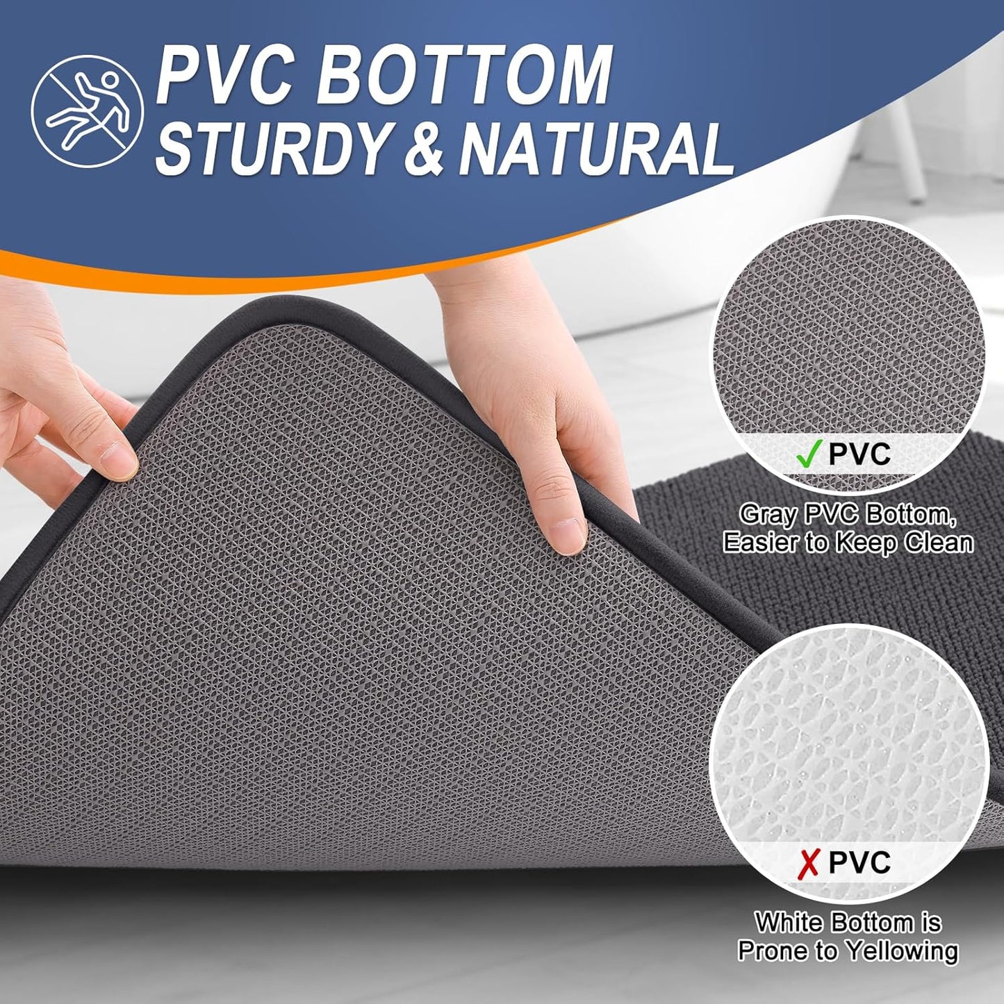 OLANLY Thick Memory Foam Bath Mat Rug 34x21, Extra Soft Absorbent Bathroom Rug, Quick Dry Bath Mats, Non-Slip, Machine Washable Carpet for Bathroom, Tub and Shower, Home Decor Accessories, Dark Grey