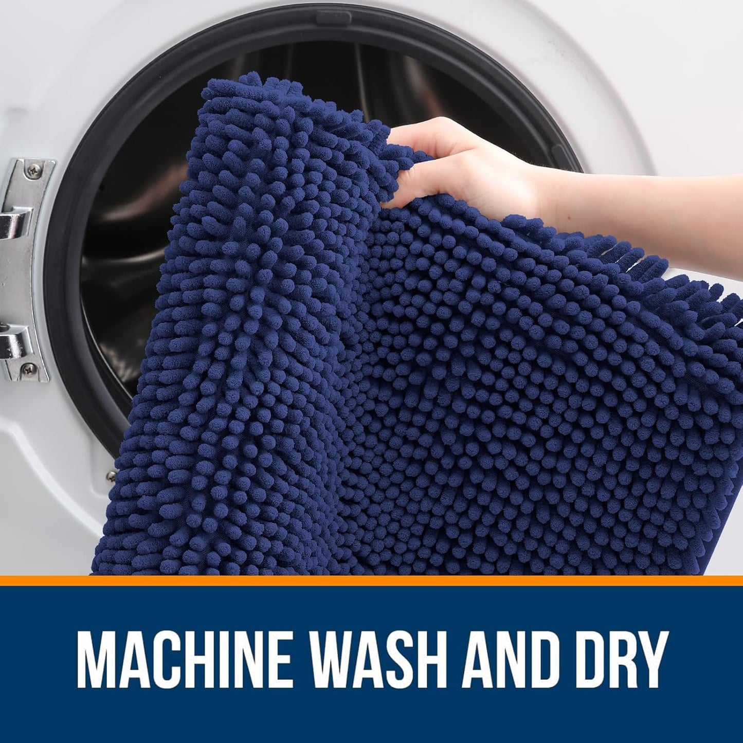 OLANLY Bathroom Rugs 30x20, Extra Soft Absorbent Chenille Bath Rugs, Rubber Backing Quick Dry, Machine Washable Bath Mats for Bathroom Floor, Tub and Shower, Home Decor Accessories, Twilight Sapphire